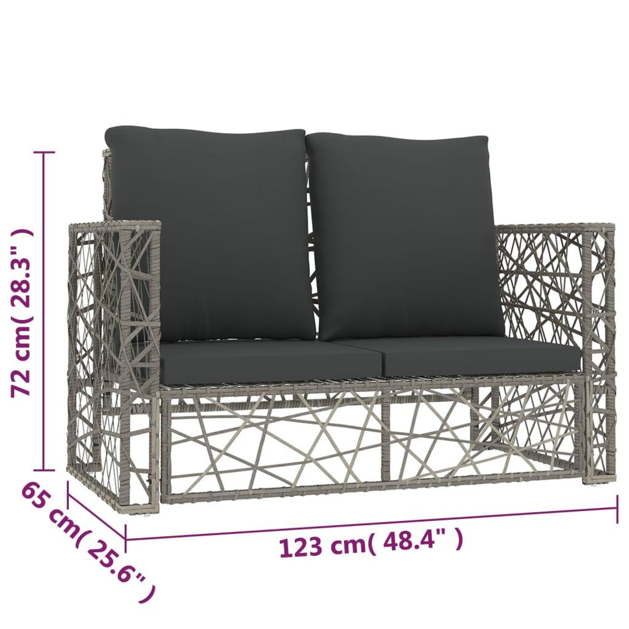 Voir la diapositive 6 : VIDAXL Salon de jardin 2 pcs avec coussins resine tressee gris