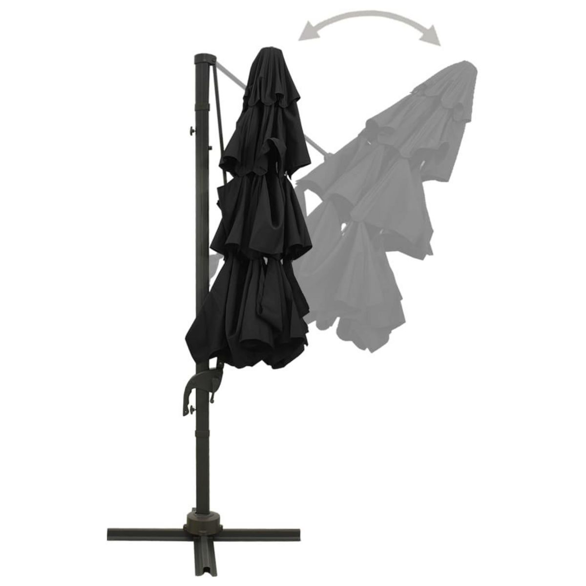 VIDAXL Parasol de jardin a 4 niveaux avec mat en aluminium noir 3x3 m
