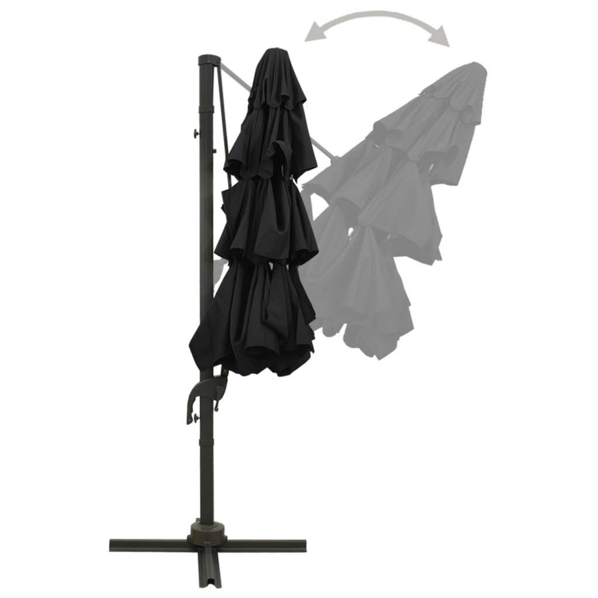 VIDAXL Parasol de jardin a 4 niveaux avec mat en aluminium noir 3x3 m