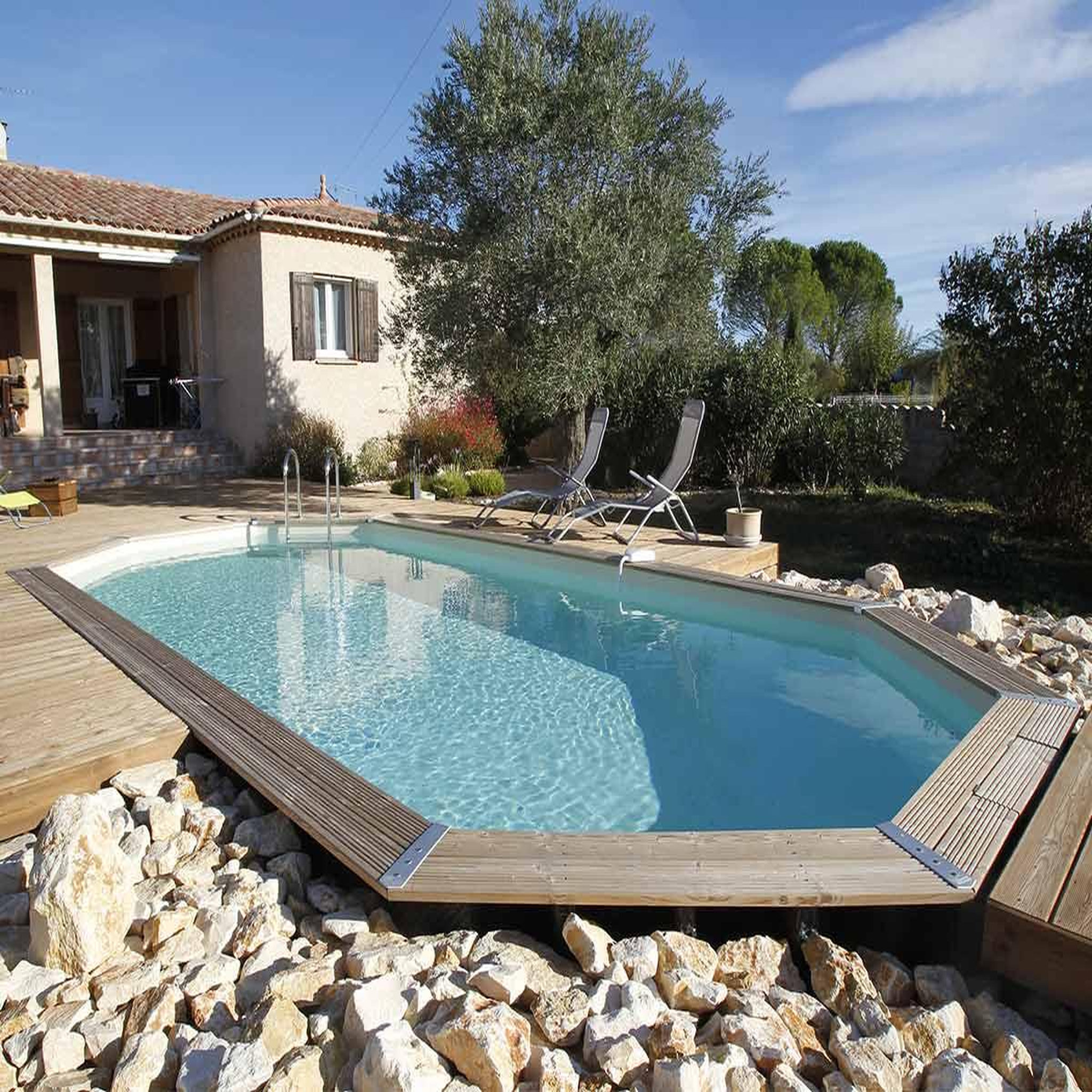 Voir la diapositive 3 : Ubbink Piscine bois azura 6,10 x 4,00 x 1,20 m - liner beige - ubbink