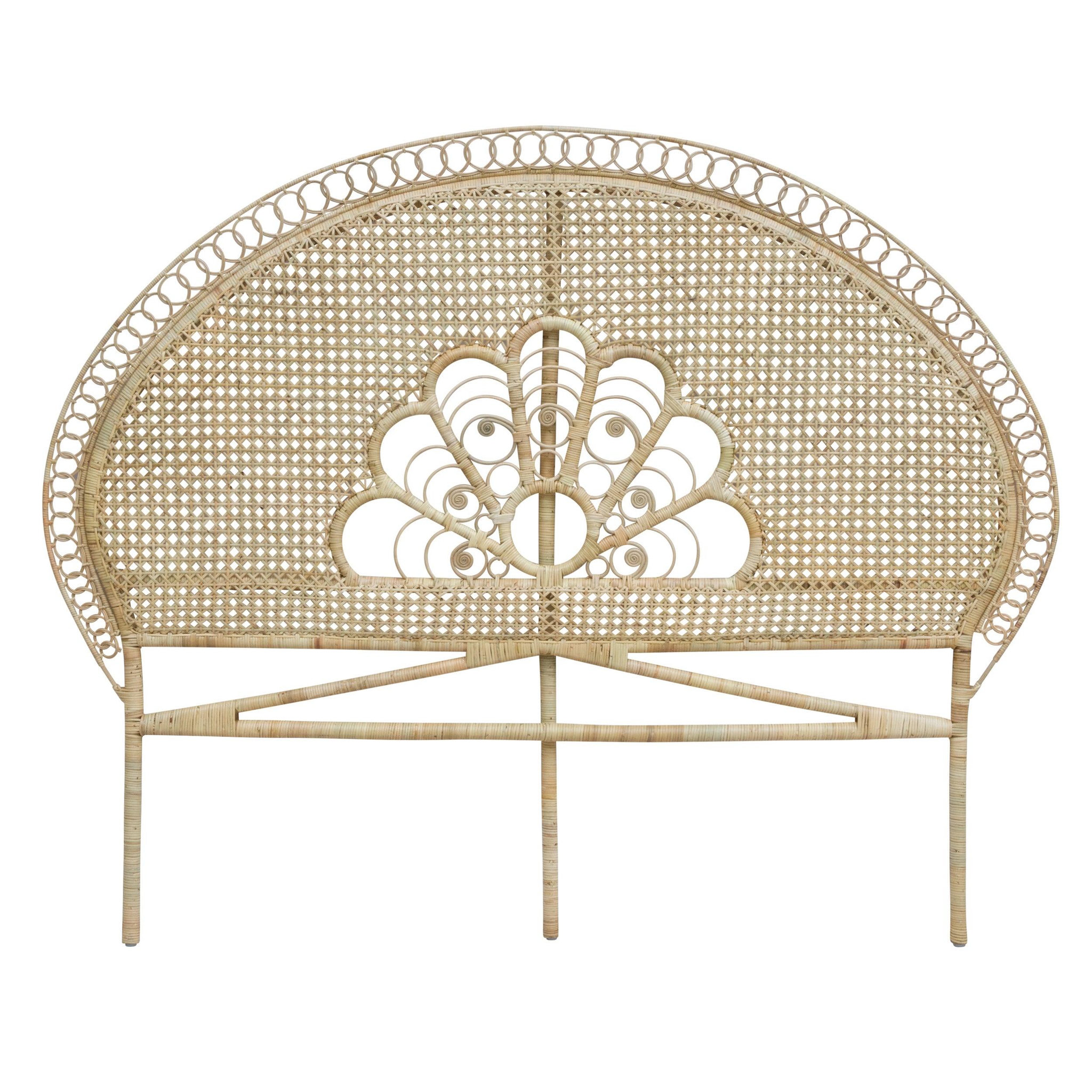 Voir la diapositive 2 : MAISON PAVANE Tête de lit 160 cm en rotin naturel-gabriella