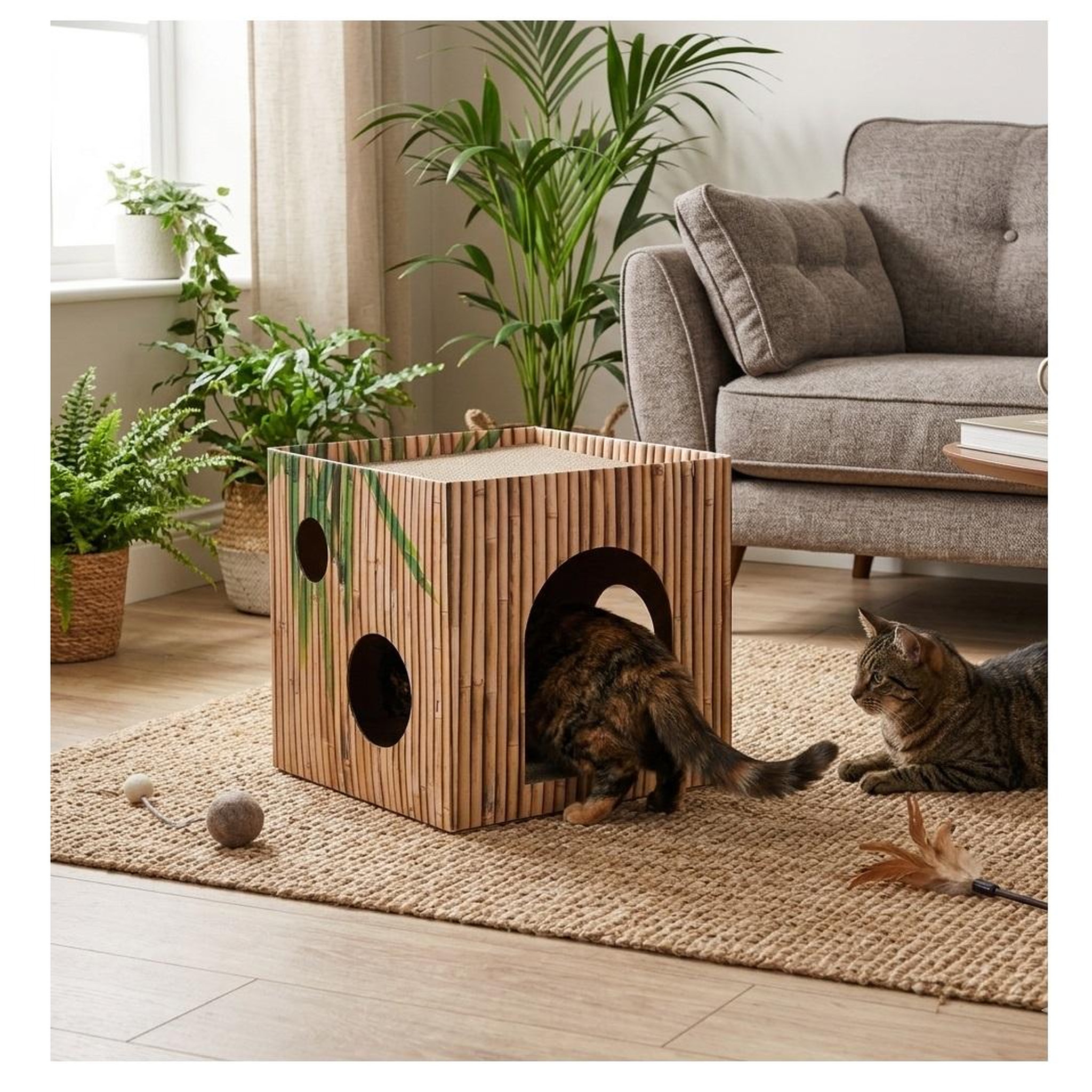 Voir la diapositive 4 : Eden Carton a gratter jamie cube brun pour chat