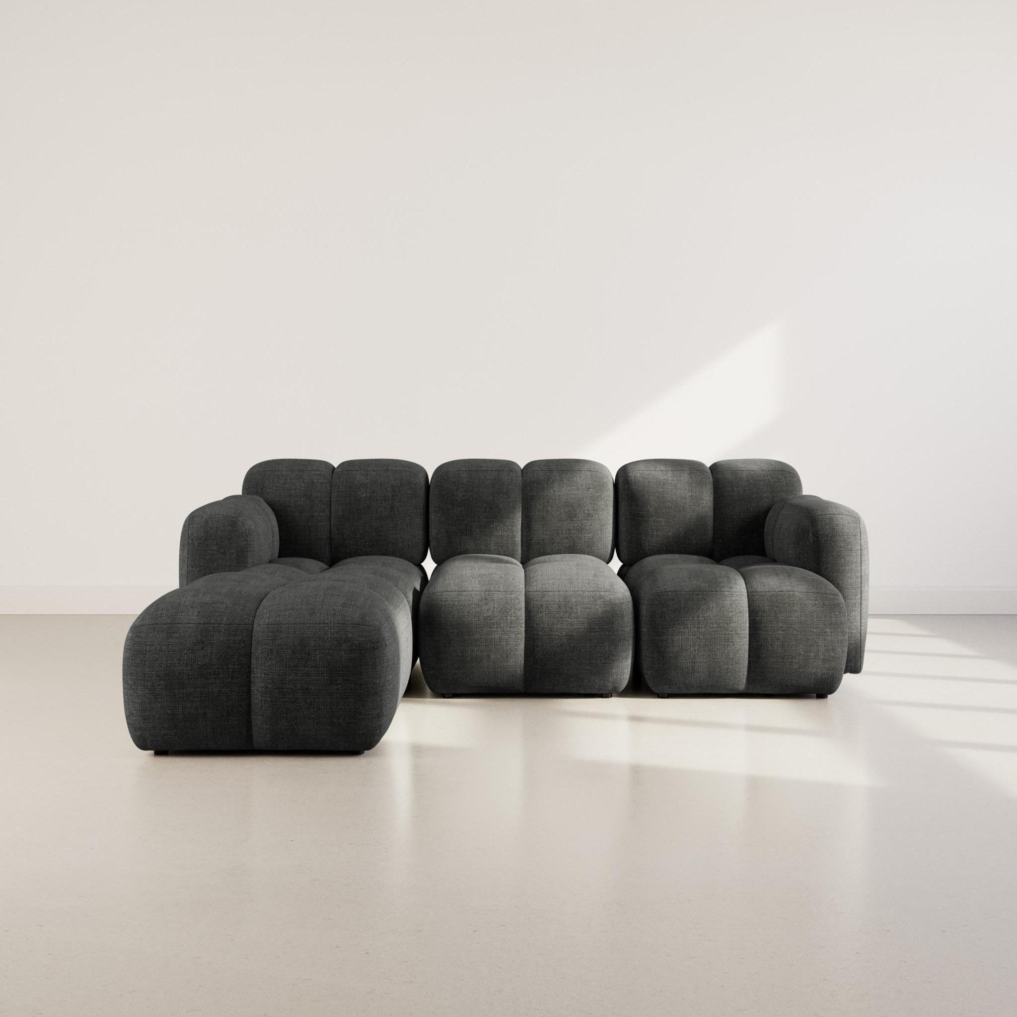 Voir la diapositive 2 : BEST MOBILIER Grace - canapé modulable d'angle réversible 4 places en velours texturé