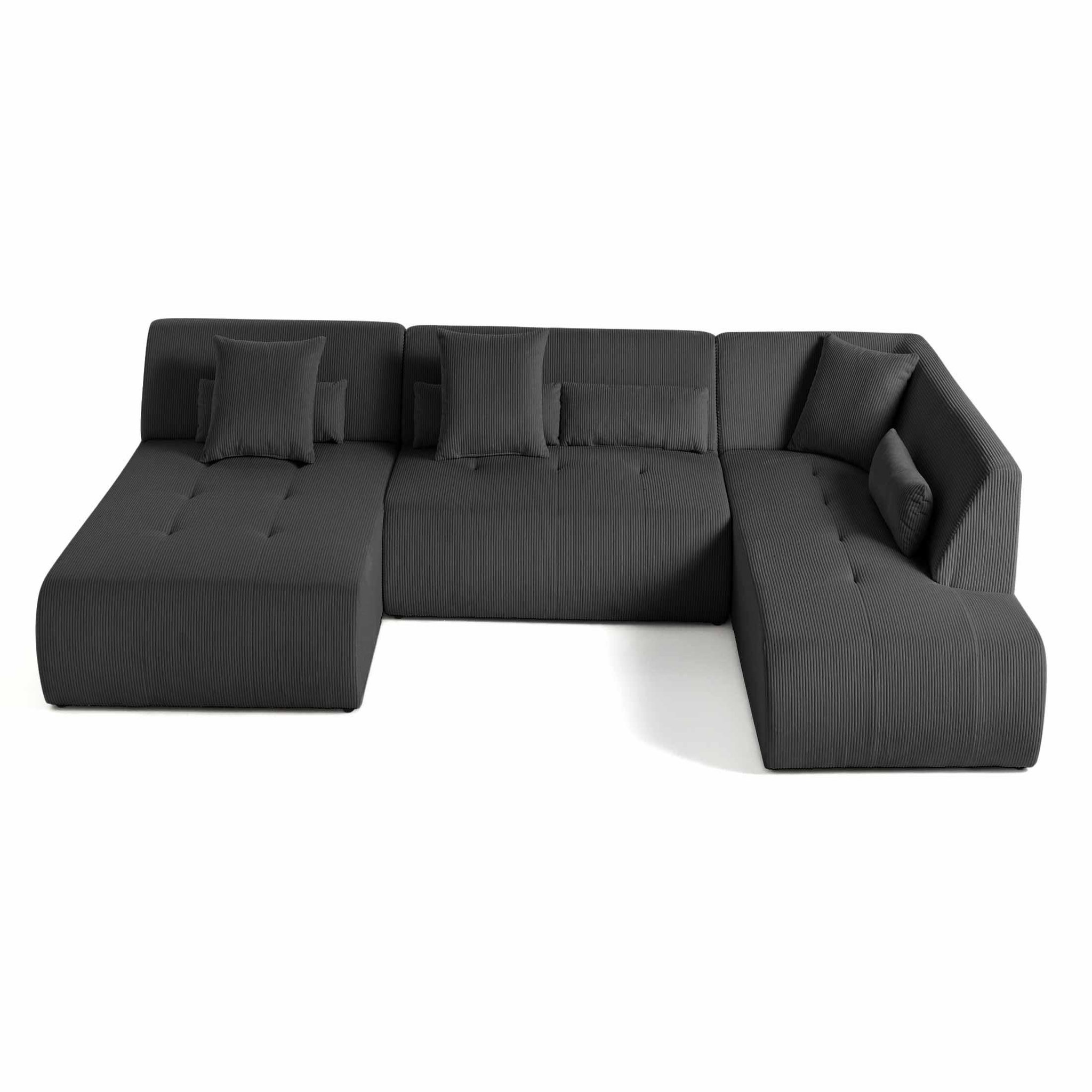 Voir la diapositive 1 : LISA DESIGN Onyx - canapé panoramique d'angle droit 7 places - en velours côtelé