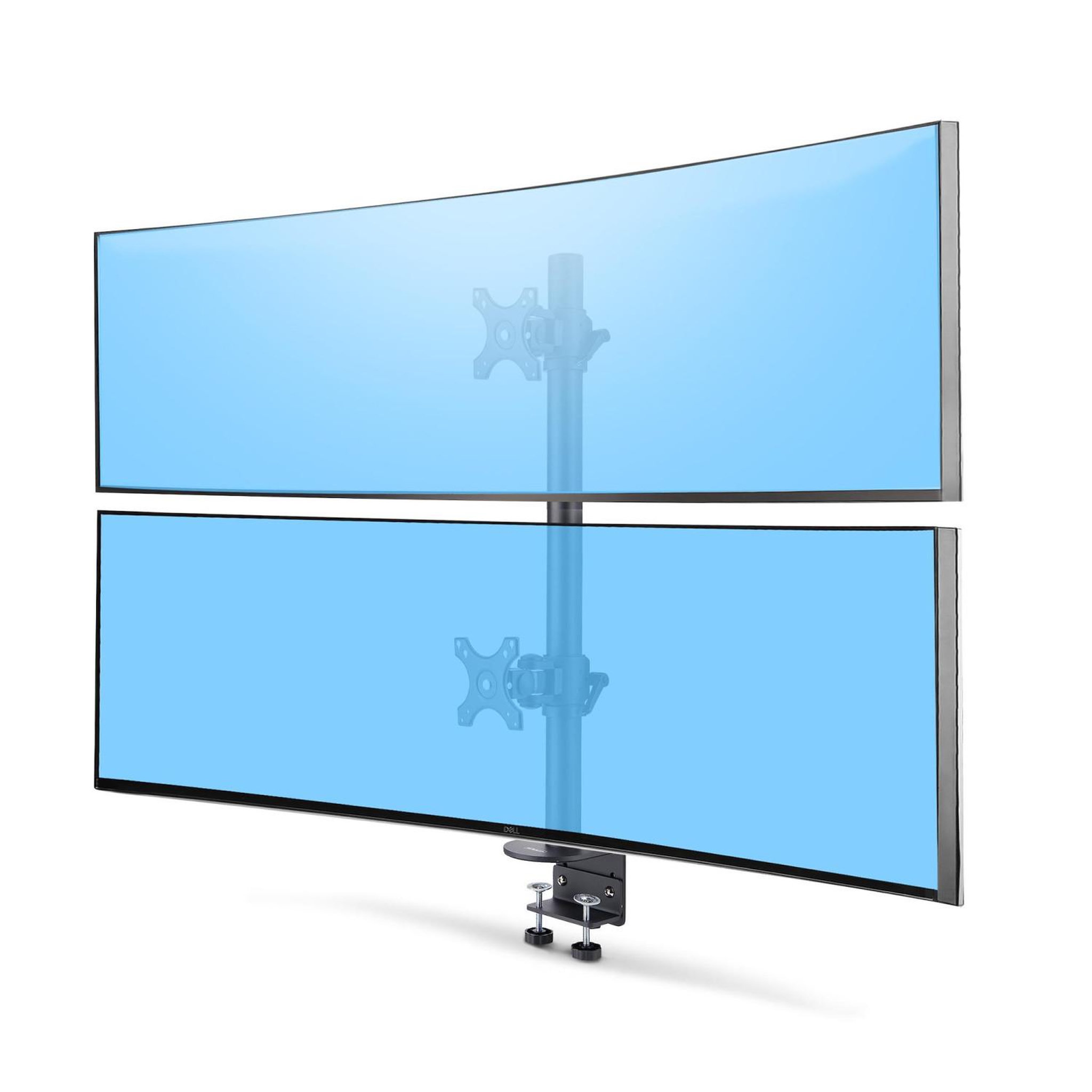 Voir la diapositive 2 : Startech Startech.com support de bureau pour 2 moniteurs empilés verticalement, double 49 , poids total 32kg, pince en c, support pour 2 écrans, système vesa à dégagement rapide, écran large 16:9/ultrawide 32:9, taa
