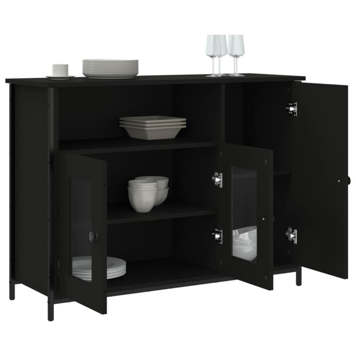 VIDAXL Buffet noir 100x35x75 cm bois d'ingenierie