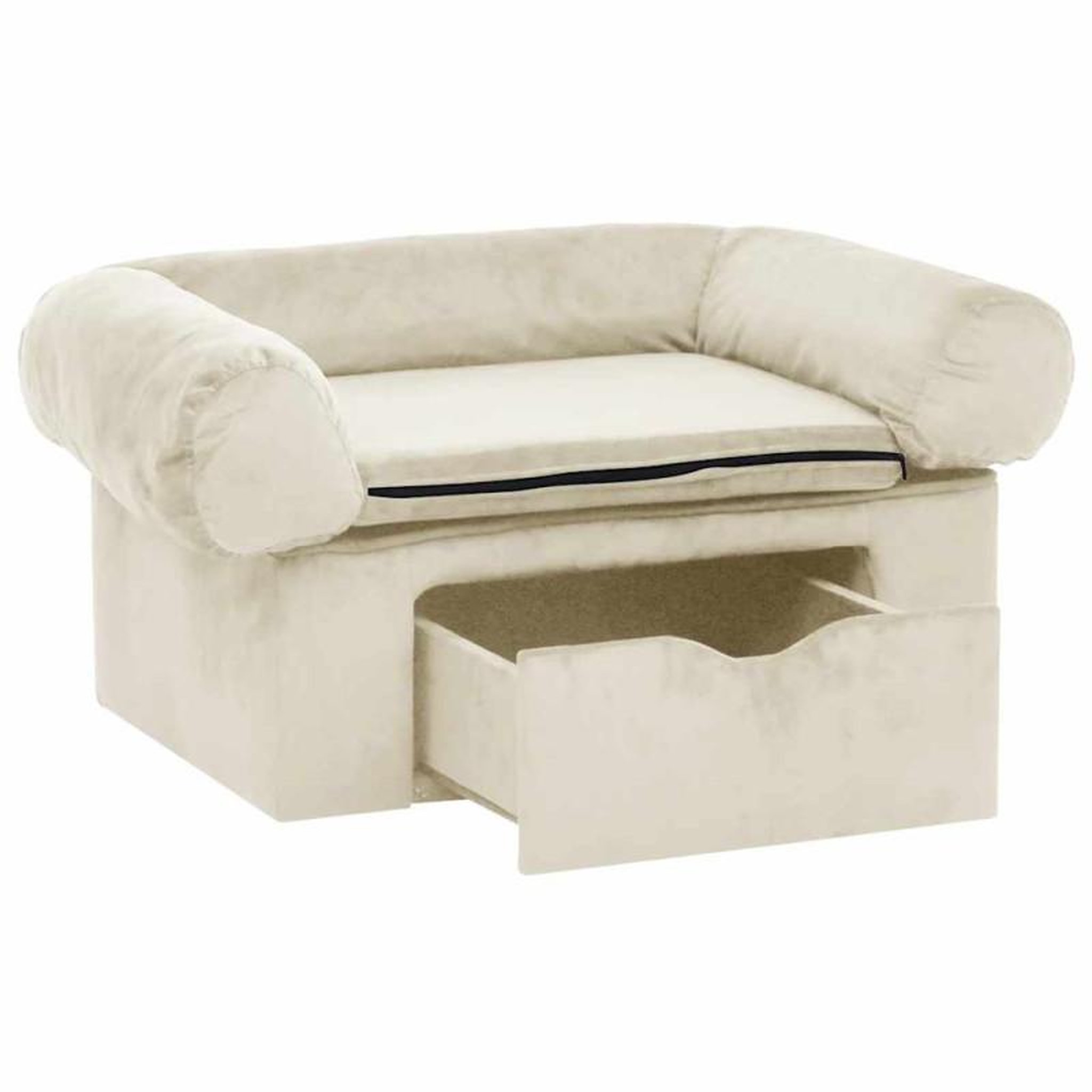 Voir la diapositive 4 : VIDAXL Canapé pour chien avec tiroir Crème 75x50x38 cm Peluche