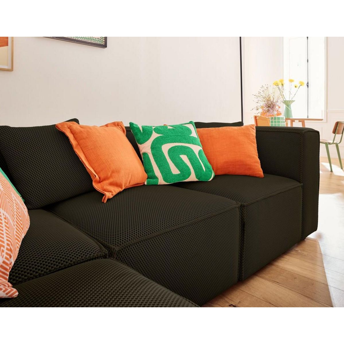 LISA DESIGN Arty - canapé modulable d'angle gauche 5 places - en tissu mailles 3d