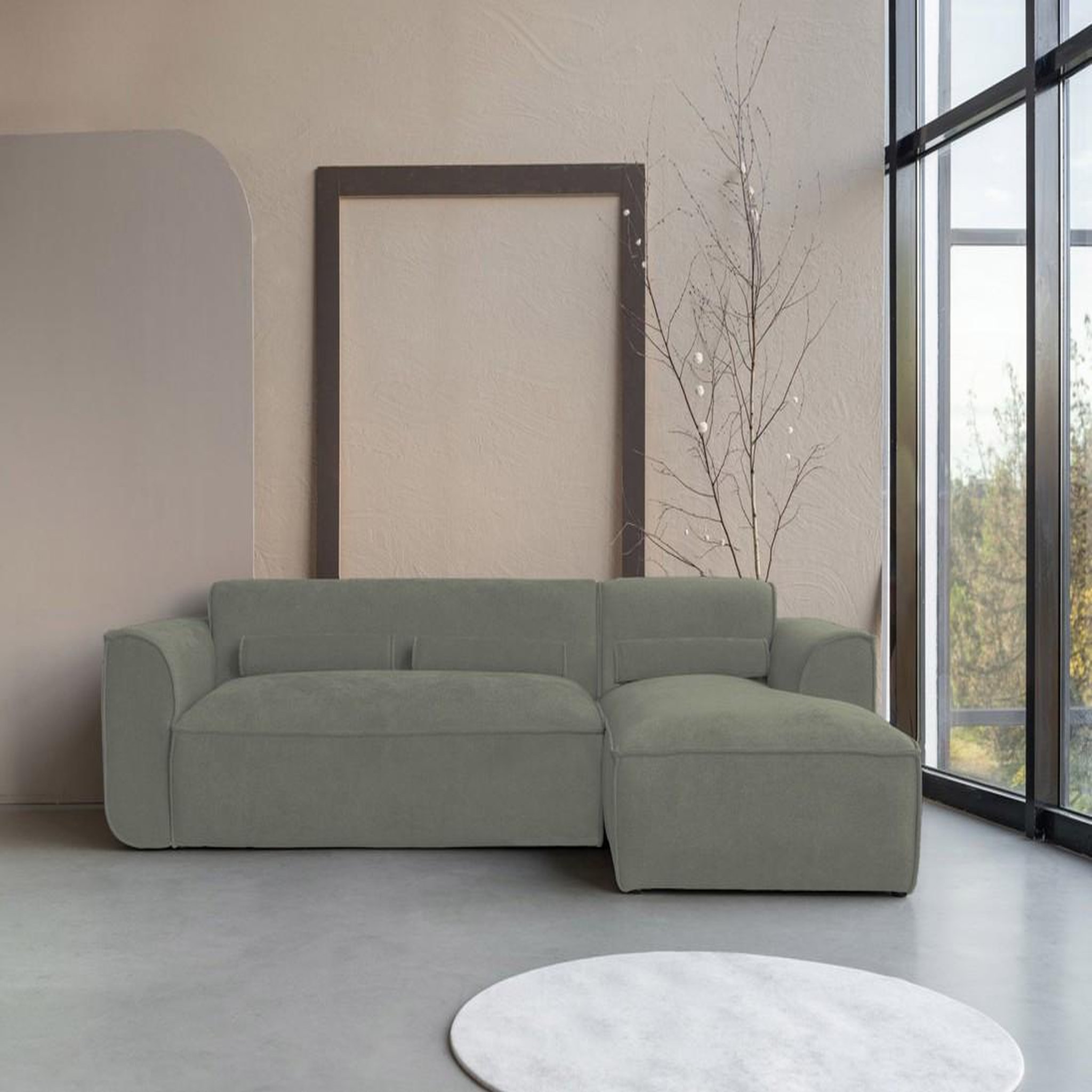 Voir la diapositive 4 : BEST MOBILIER Felix - canapé modulable d'angle droit 4 places en tissu texturé