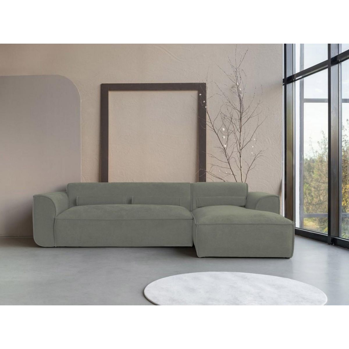 BEST MOBILIER Felix - canapé modulable d'angle droit 4 places en tissu texturé