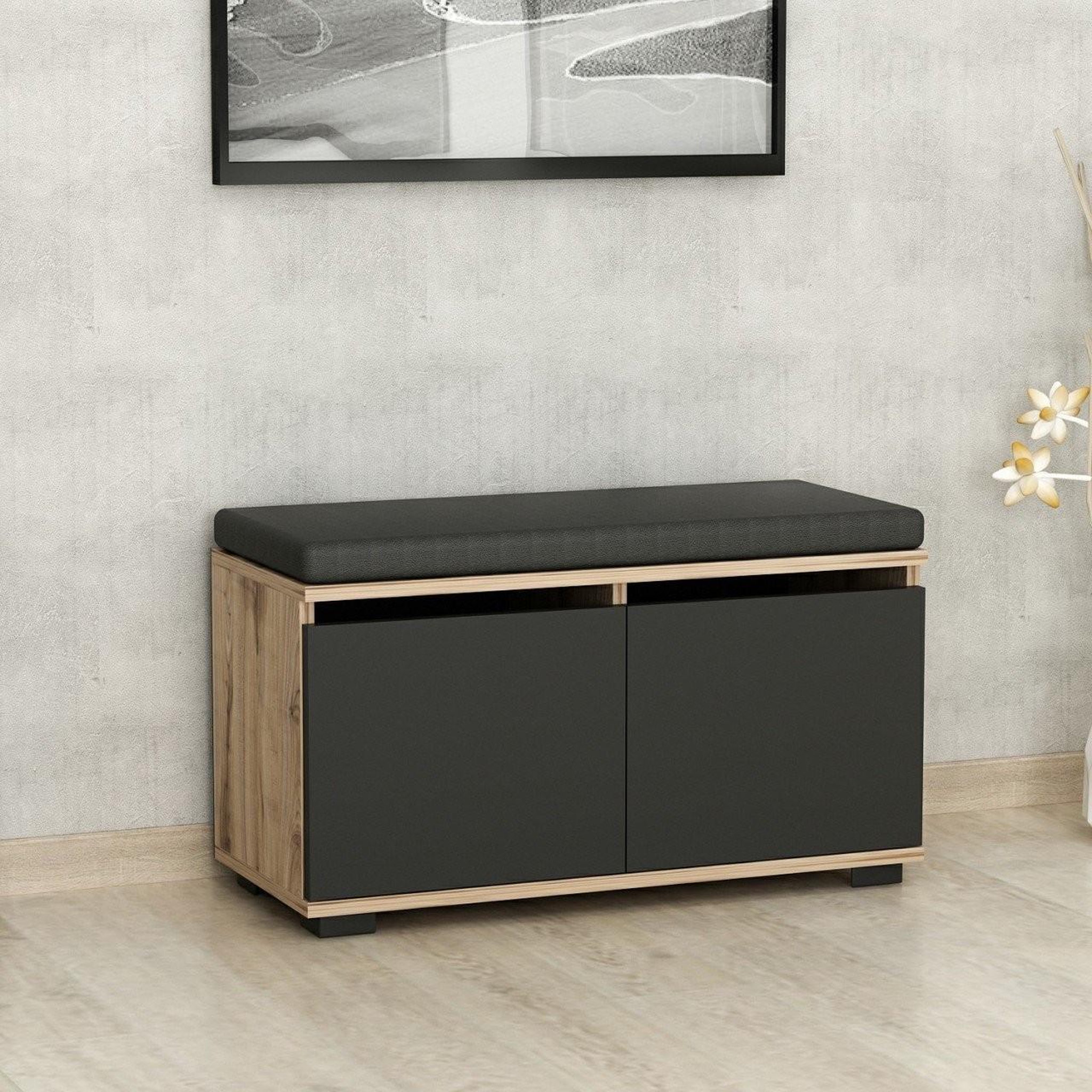 Voir la diapositive 2 : Habitat et Jardin Meuble à chaussures en bois  drago  - 80 x 35 x 42 cm - gris anthracite
