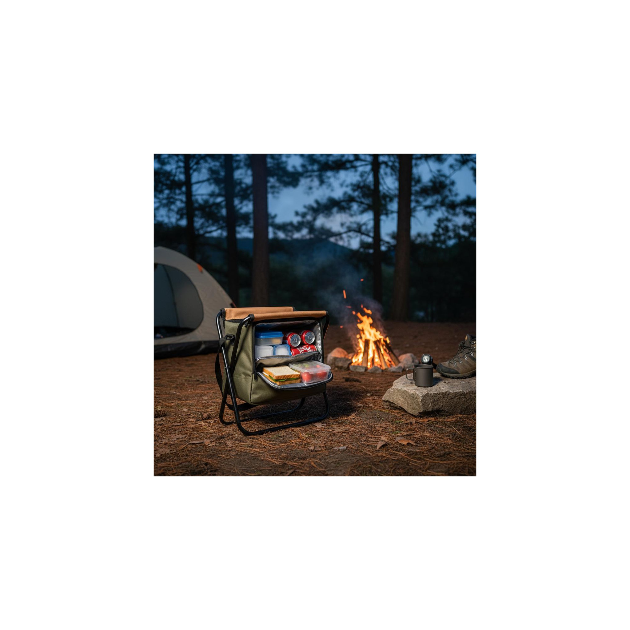 Voir la diapositive 4 : Koh Lanta Siège de camping pliable - Koh Lanta - Compartiment avec sac isotherme