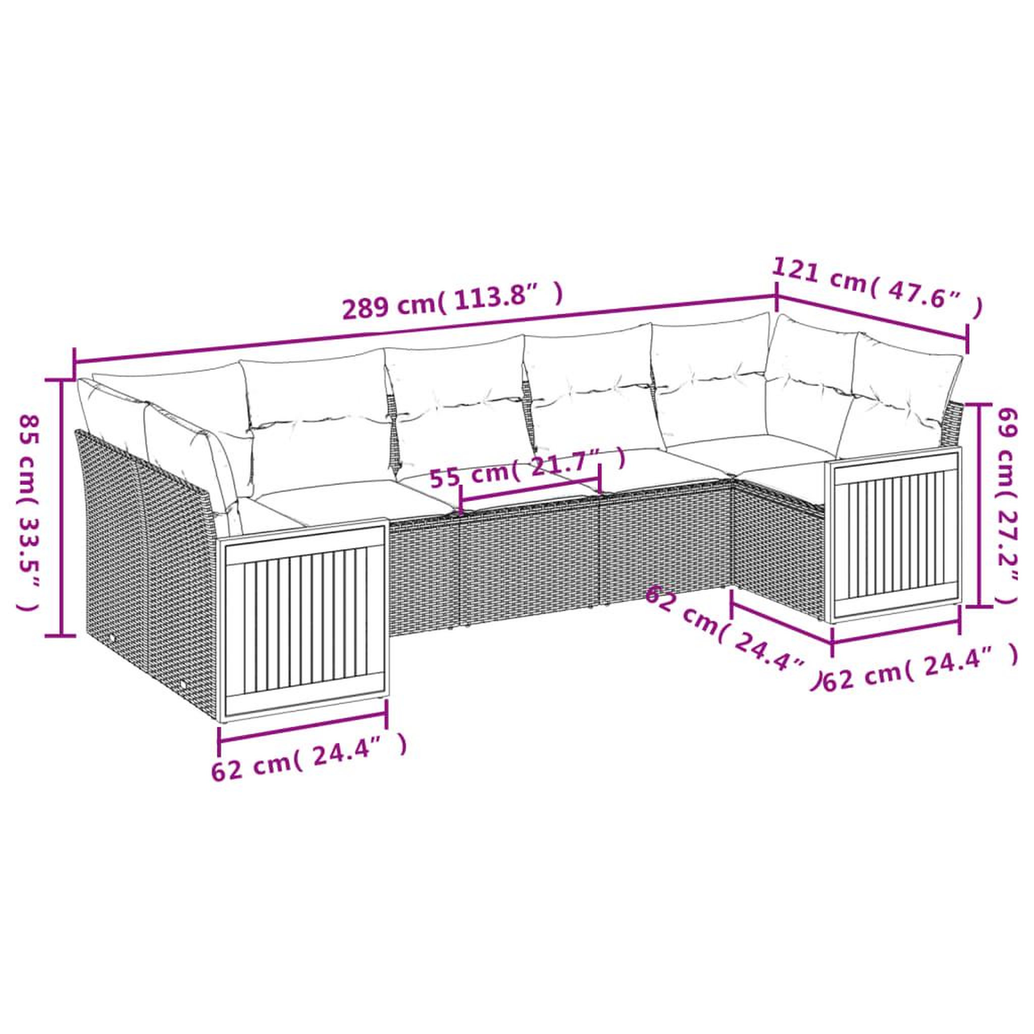 Voir la diapositive 6 : VIDAXL Salon de jardin avec coussins 7 pcs beige resine tressee