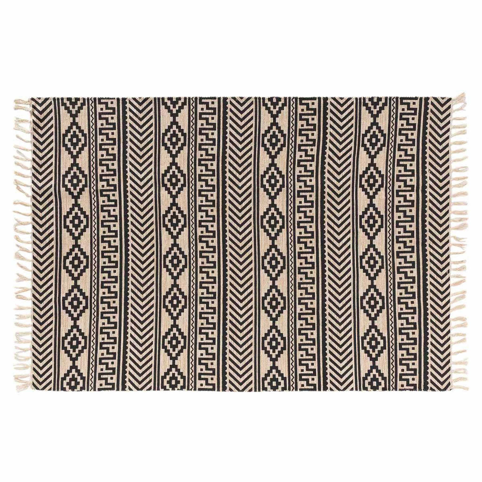Douceur d'Intérieur Tapis déco à franges  manille  120x170cm noir