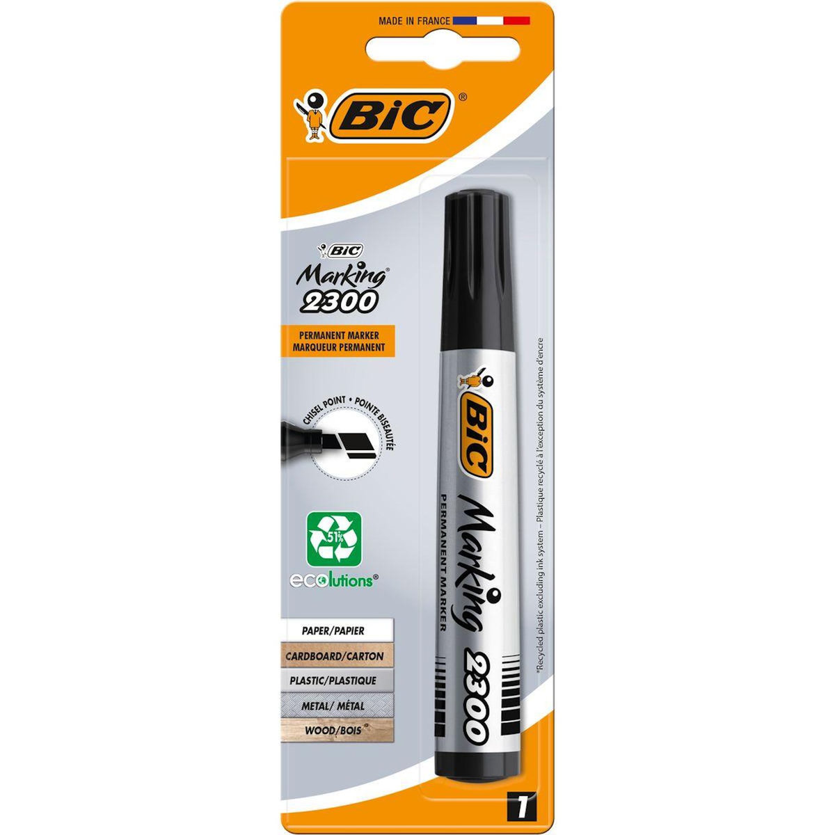 BIC Marqueur permanent Marking 2300 pointe biseautée noir