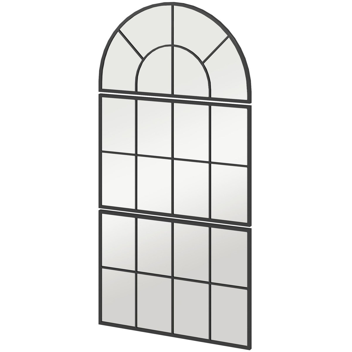 HOMCOM Miroir mural style verrière ensemble de 3 pièces métal noir verre