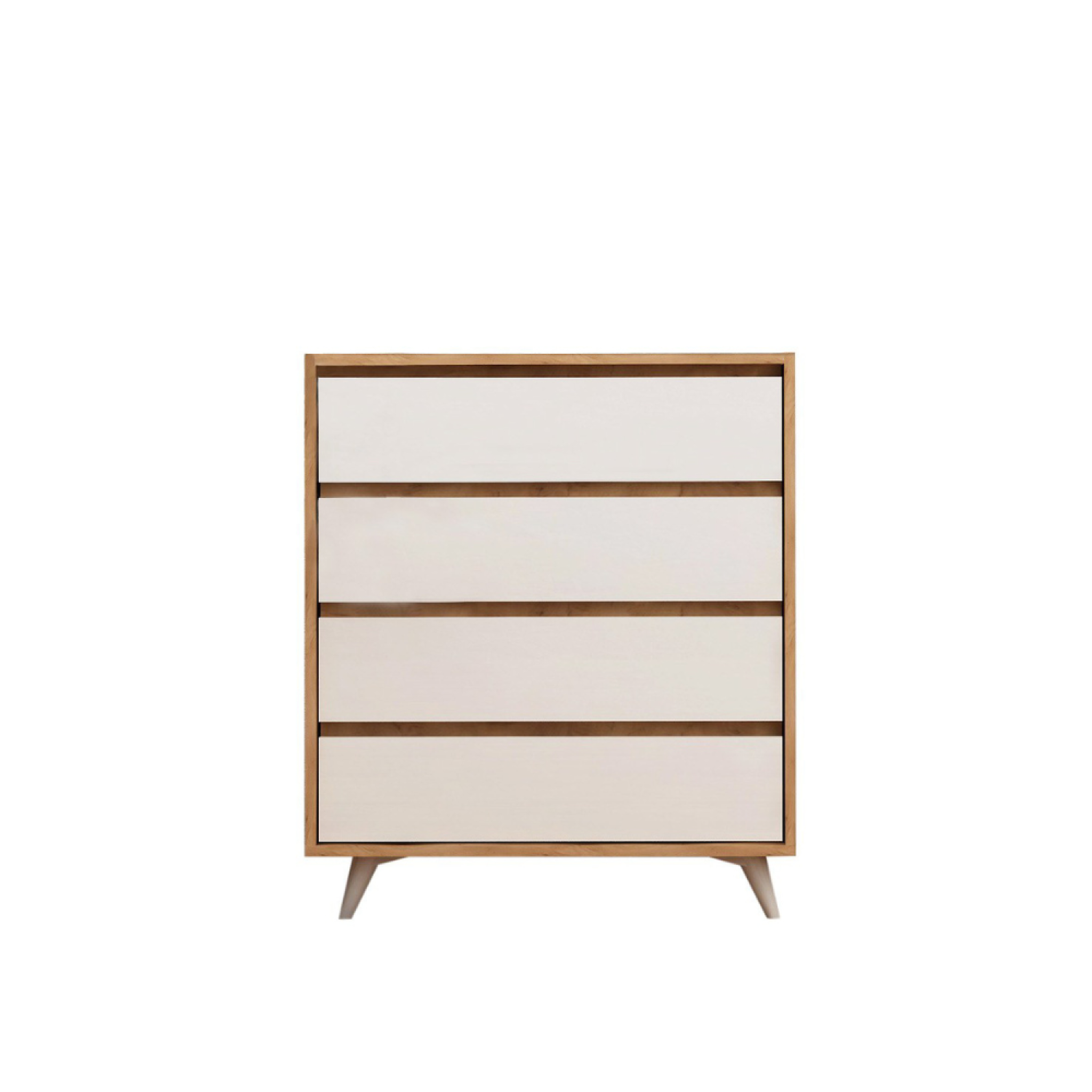 Voir la diapositive 1 : CONCEPT USINE Commode à 4 tiroirs bois et blanc lodz