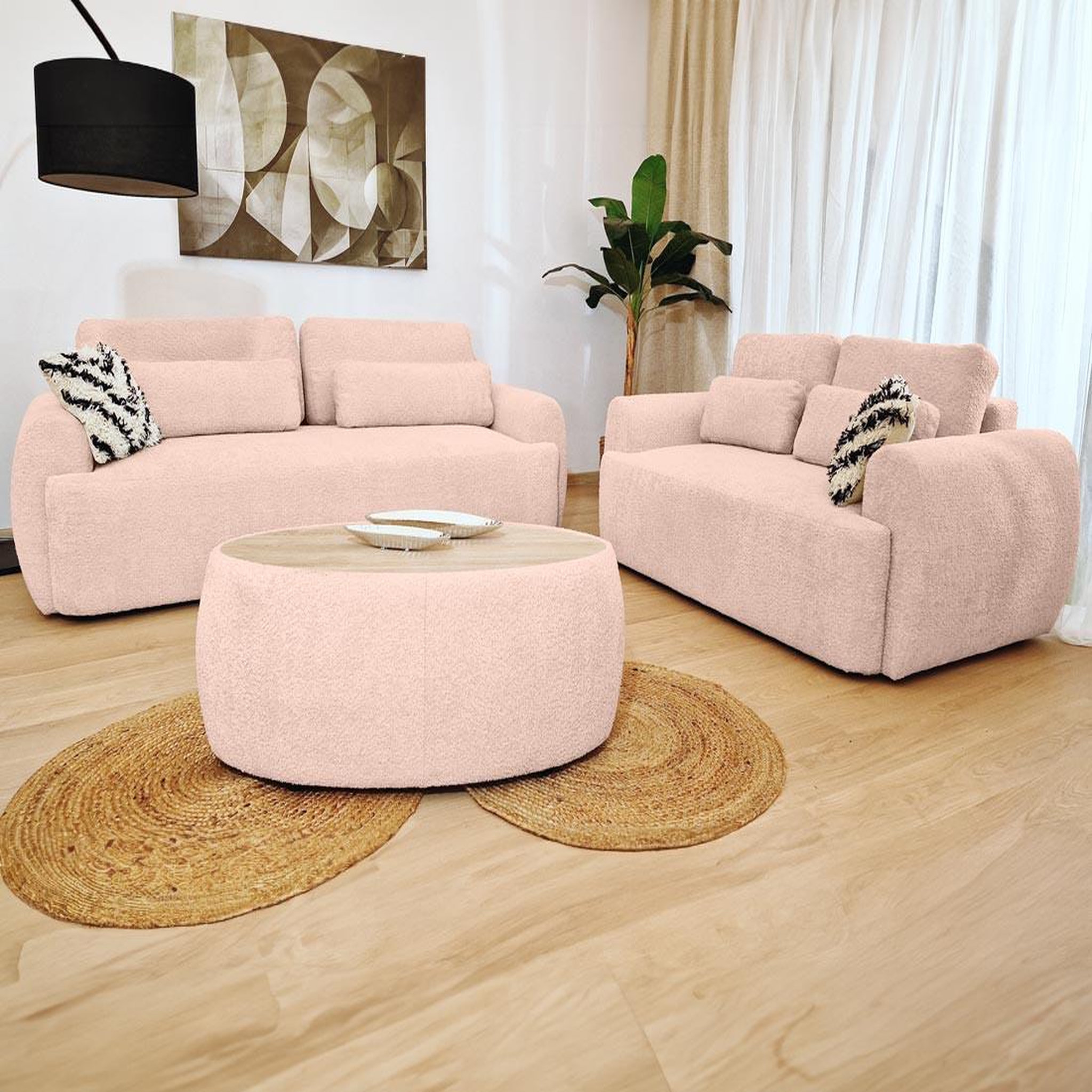 Voir la diapositive 6 : BEST MOBILIER Mahina - canapé droit 3 places - convertible avec coffre - en tissu bouclette