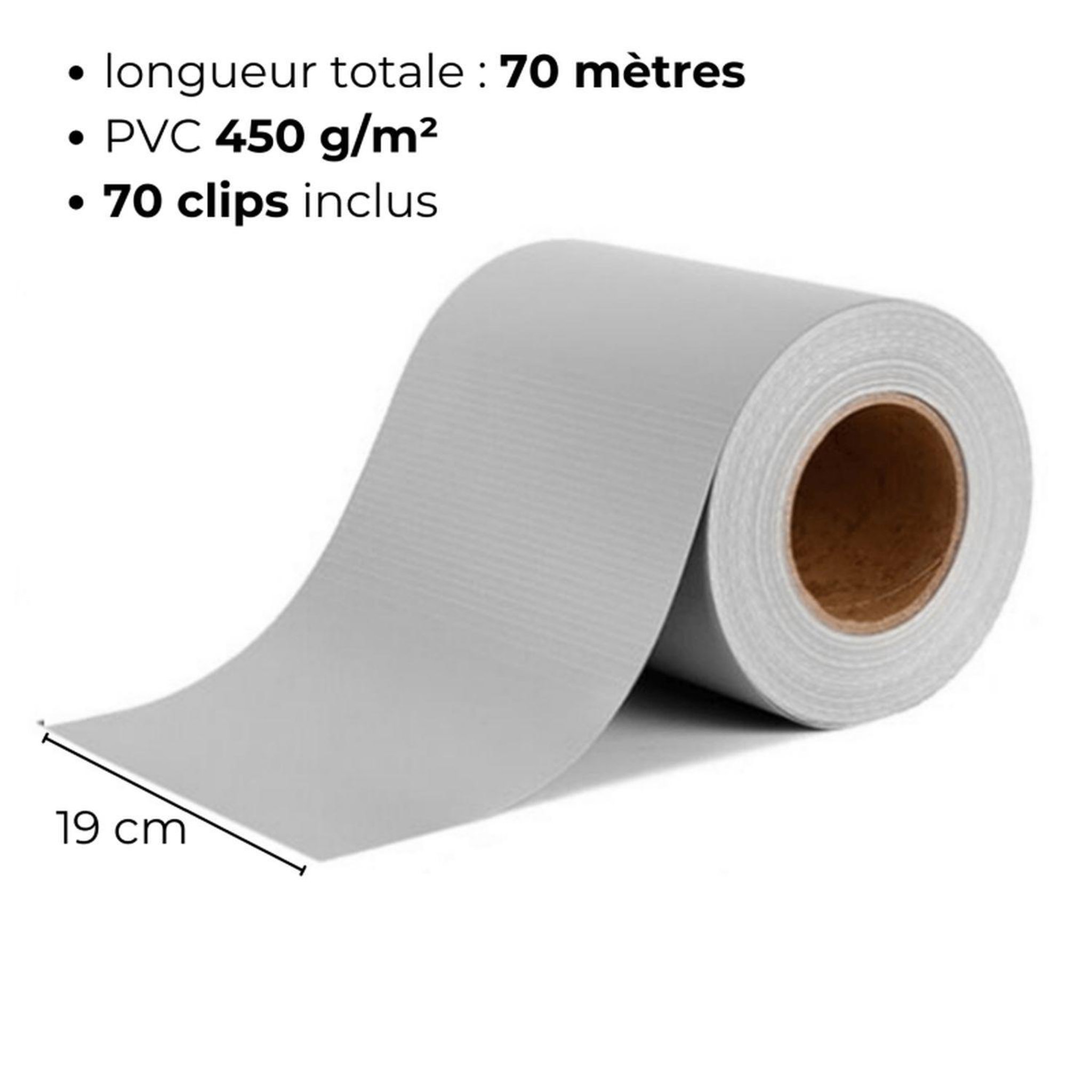 Voir la diapositive 6 : TOILINUX Brise vue occultant clôture en pvc 450 g/m² - 70 m x 19 cm - 70 clips de montage