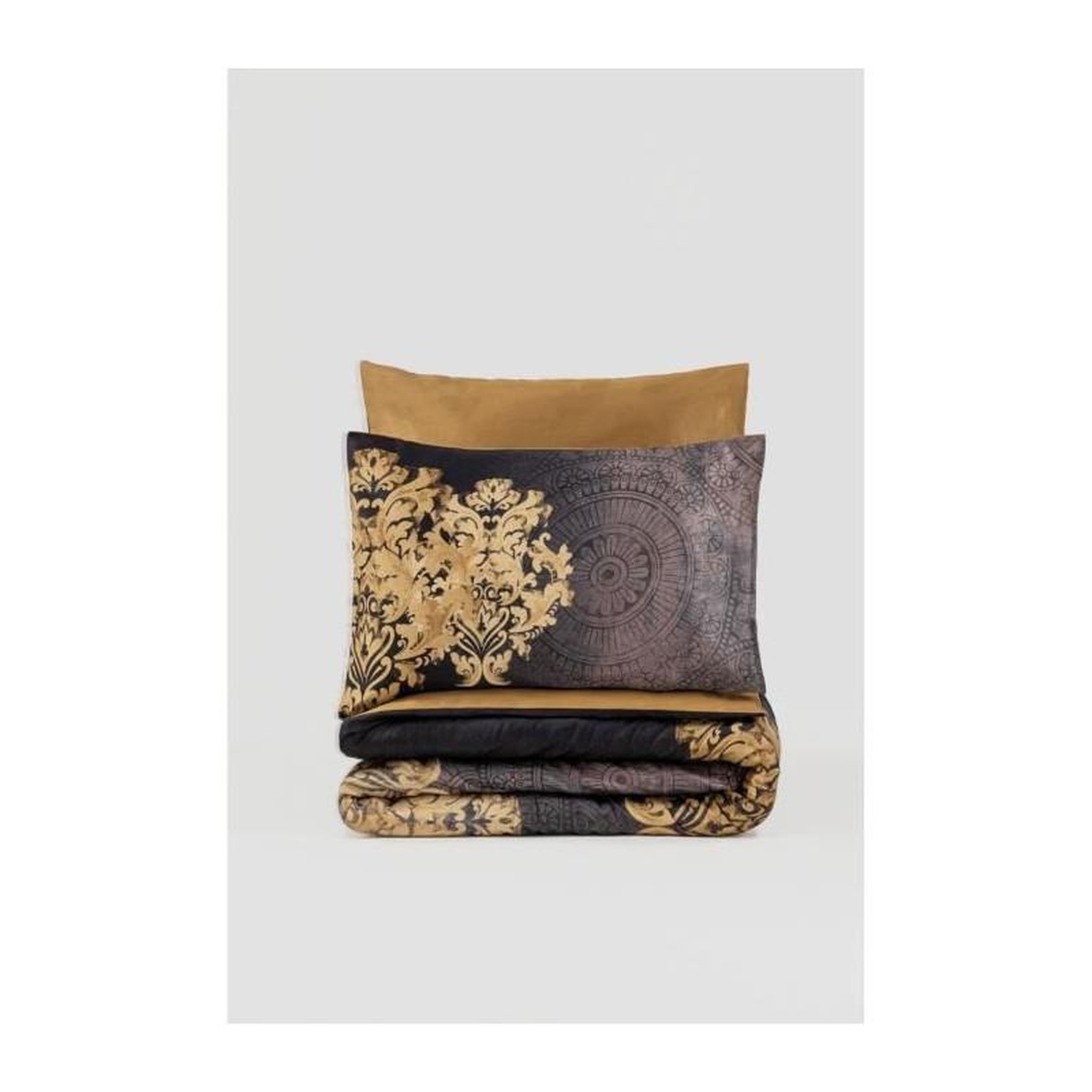 Voir la diapositive 3 : GENERIQUE Parure de lit - 1 housse de couette 220 x 240 cm + 2 taies d'oreiller 60 x 60 cm - Satiné 100% coton - Anthracite