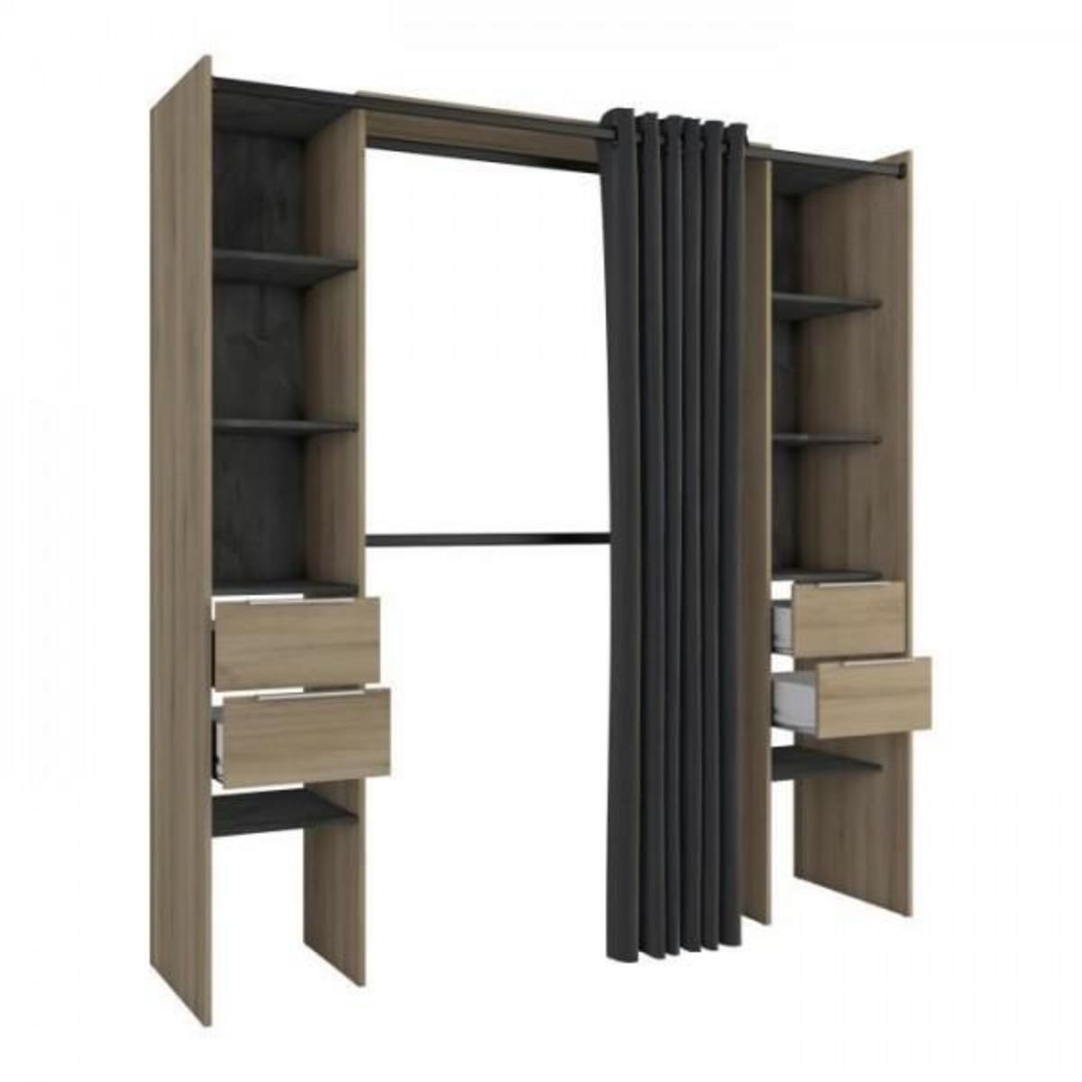 Demeyere DEMEYERE Kit dressing 2 colonnes + 2 penderies + 4 tiroirs - Décor chene Kronberg - L 115 x P 50,1 x H 203 cm