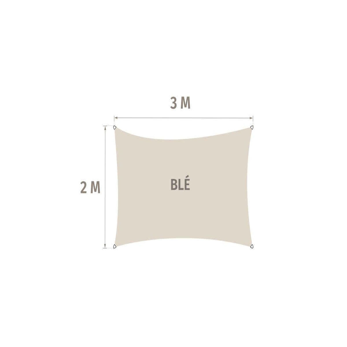 HESPERIDE Voile d'ombrage solaire rectangulaire Elyora Blé - 3 x 2 m - Hespéride