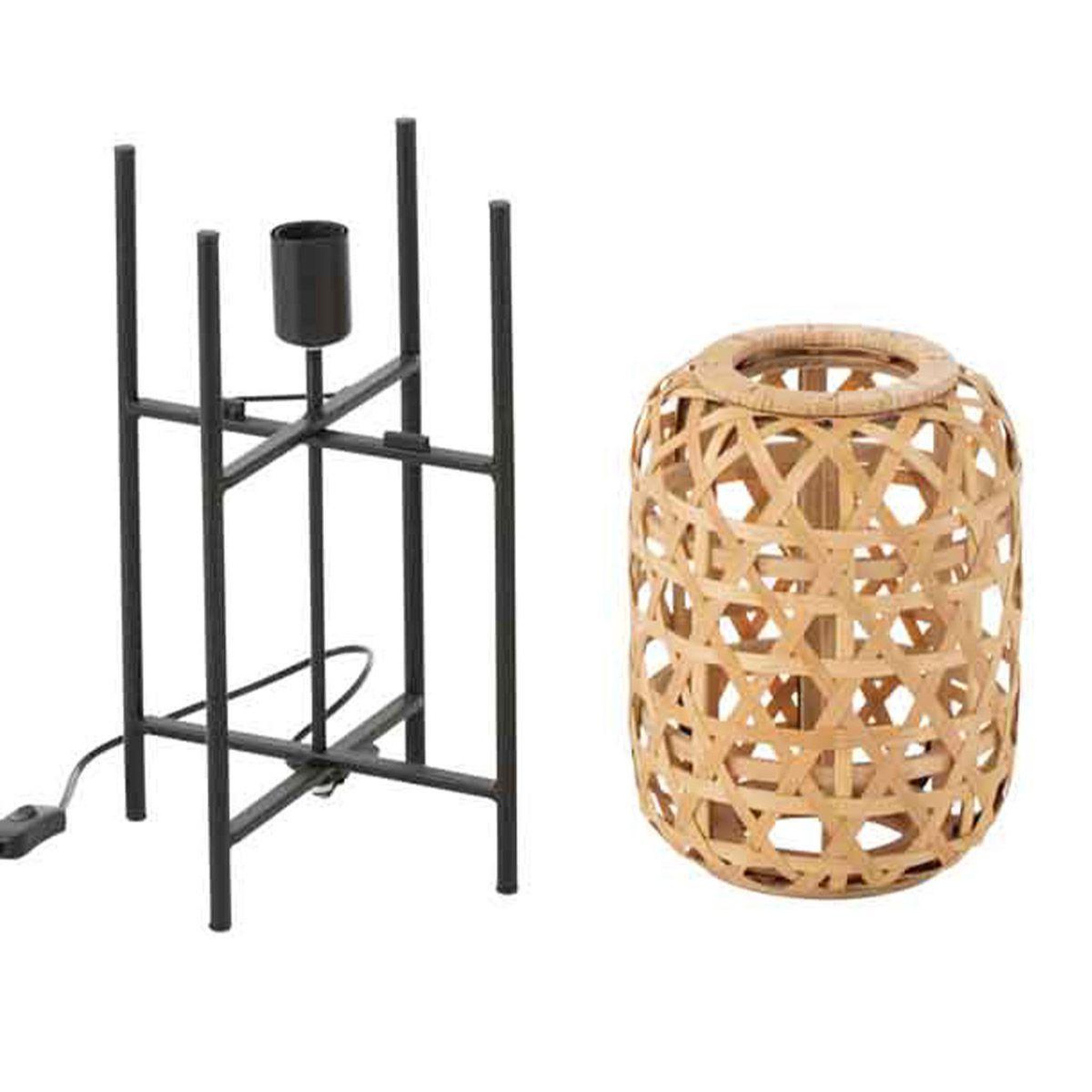 Voir la diapositive 3 : J-LINE Lampe à poser en bambou  dinaya  53cm naturel
