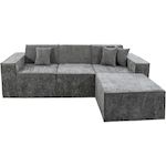 Habitat et Jardin Canapé droit modulable avec ottoman en tissu texturé  Lusso  - 4 places - Gris