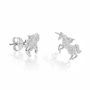 Voir la diapositive 2 : L'ATELIER D'AZUR Boucles d'Oreilles Argent 925/000 Rhodié - Licorne Pavée de Zirconiums