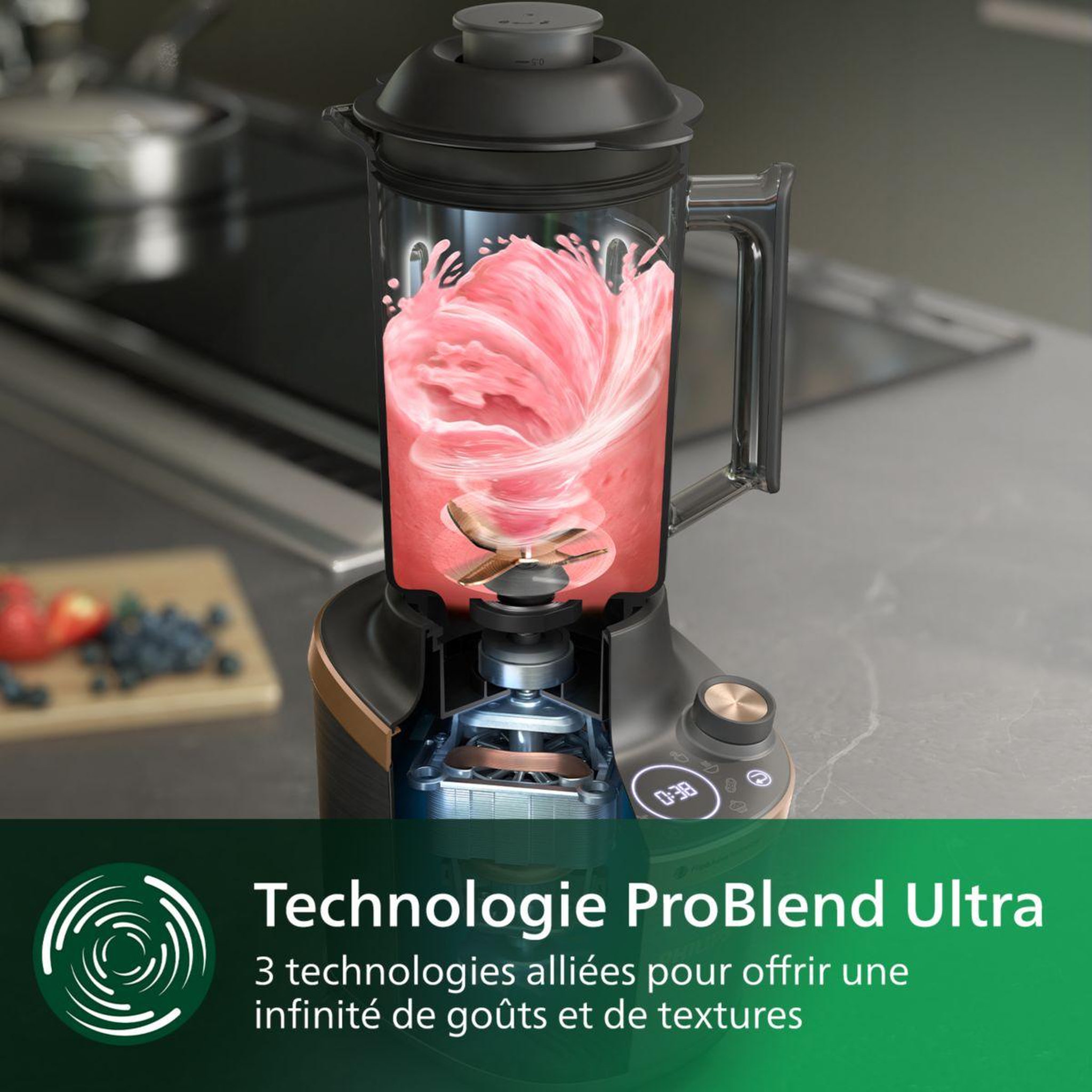 Voir la diapositive 2 : Philips Blender hr3770/00 flip&juice 2-1 avec extracteur de jus série 7000 2l, 1500w