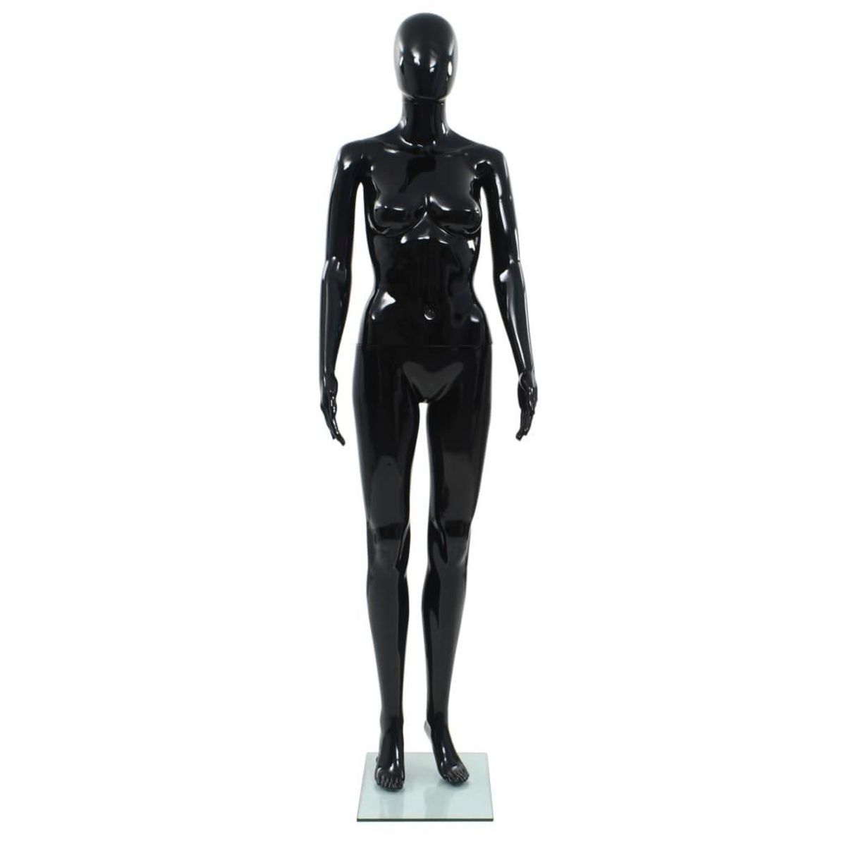 VIDAXL Mannequin femme corps complet base verre Noir brillant 175 cm