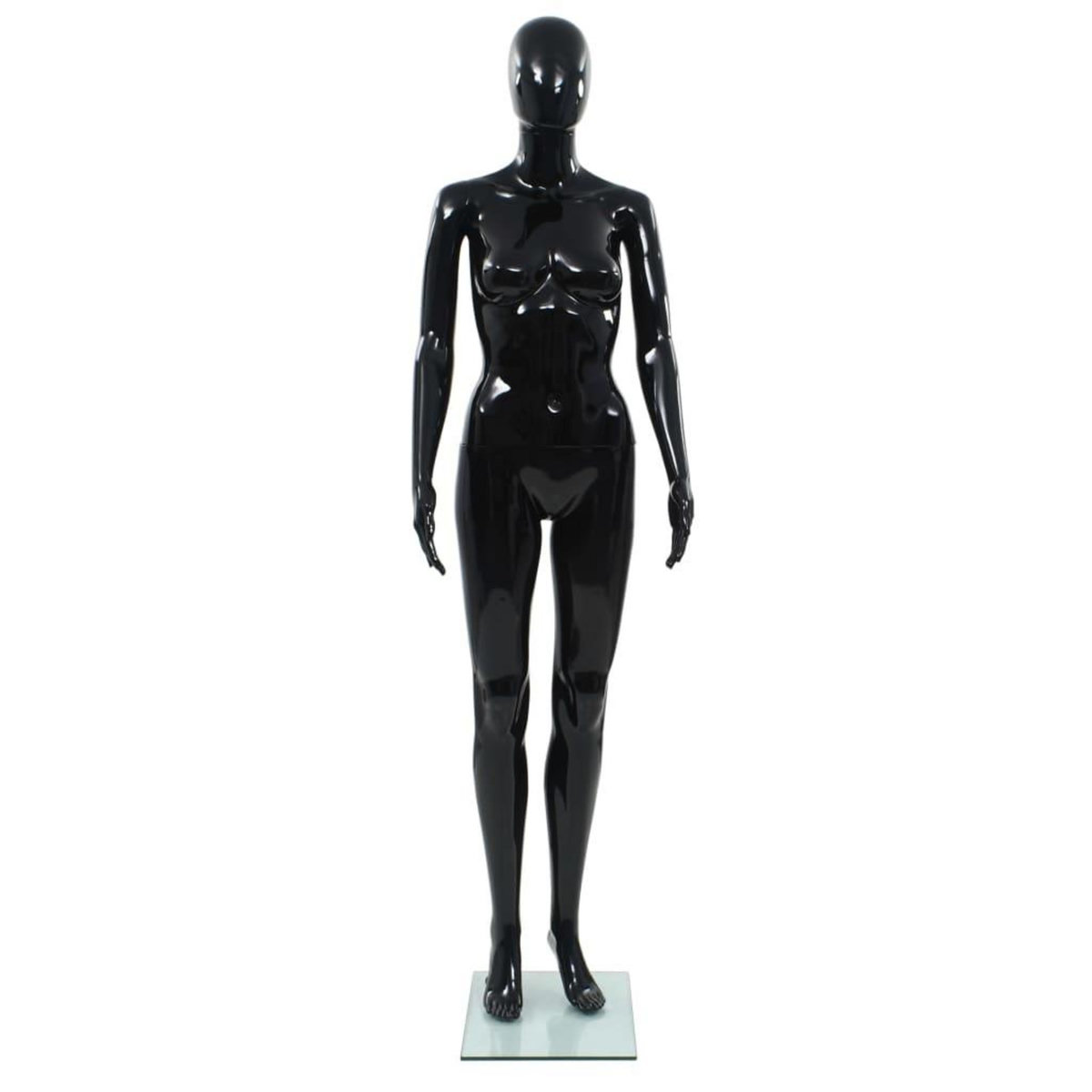 VIDAXL Mannequin femme corps complet base verre Noir brillant 175 cm