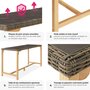 Voir la diapositive 5 : tectake Table de bar en rotin avec cadre en aluminium et bois marron naturel