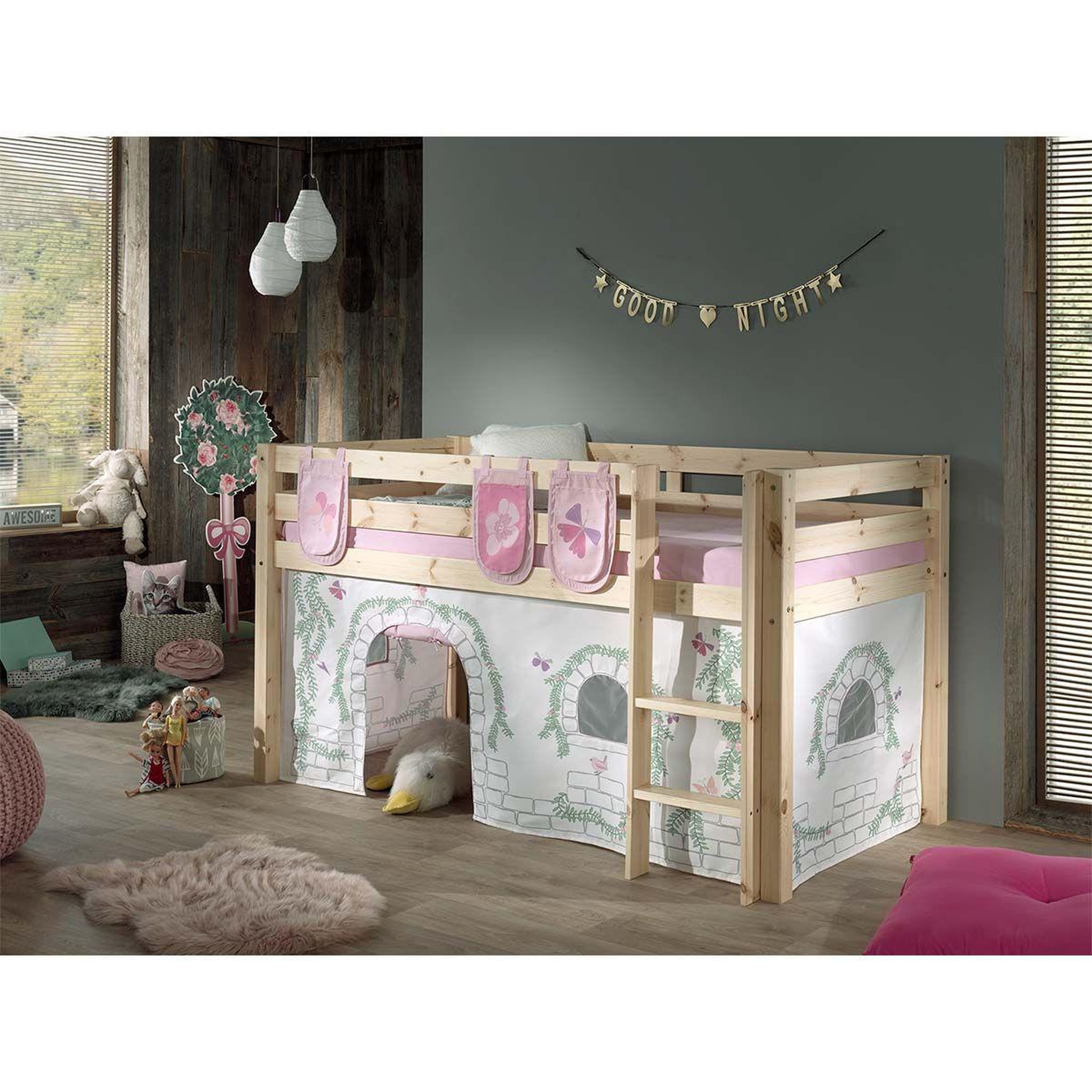 Voir la diapositive 4 : Paris Prix Pack - lit enfant, tente & 3 pochettes  pino birdy  naturel
