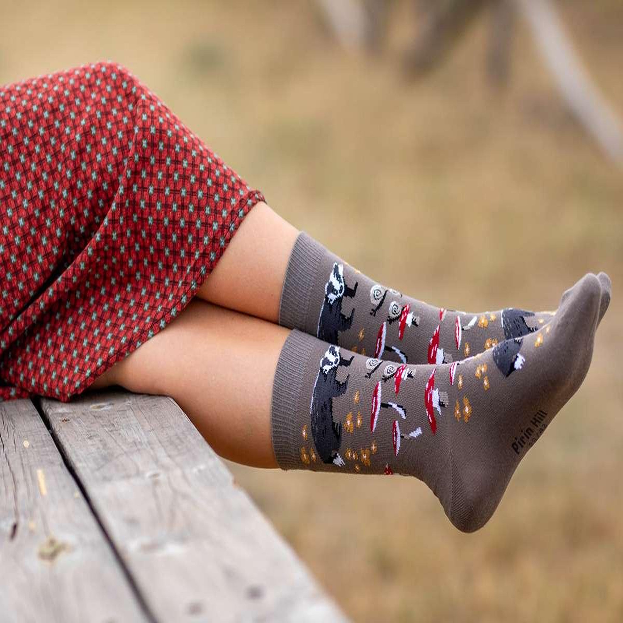 Voir la diapositive 6 : PIRIN HILL Chaussettes coton bio automne blaireaux & escargots