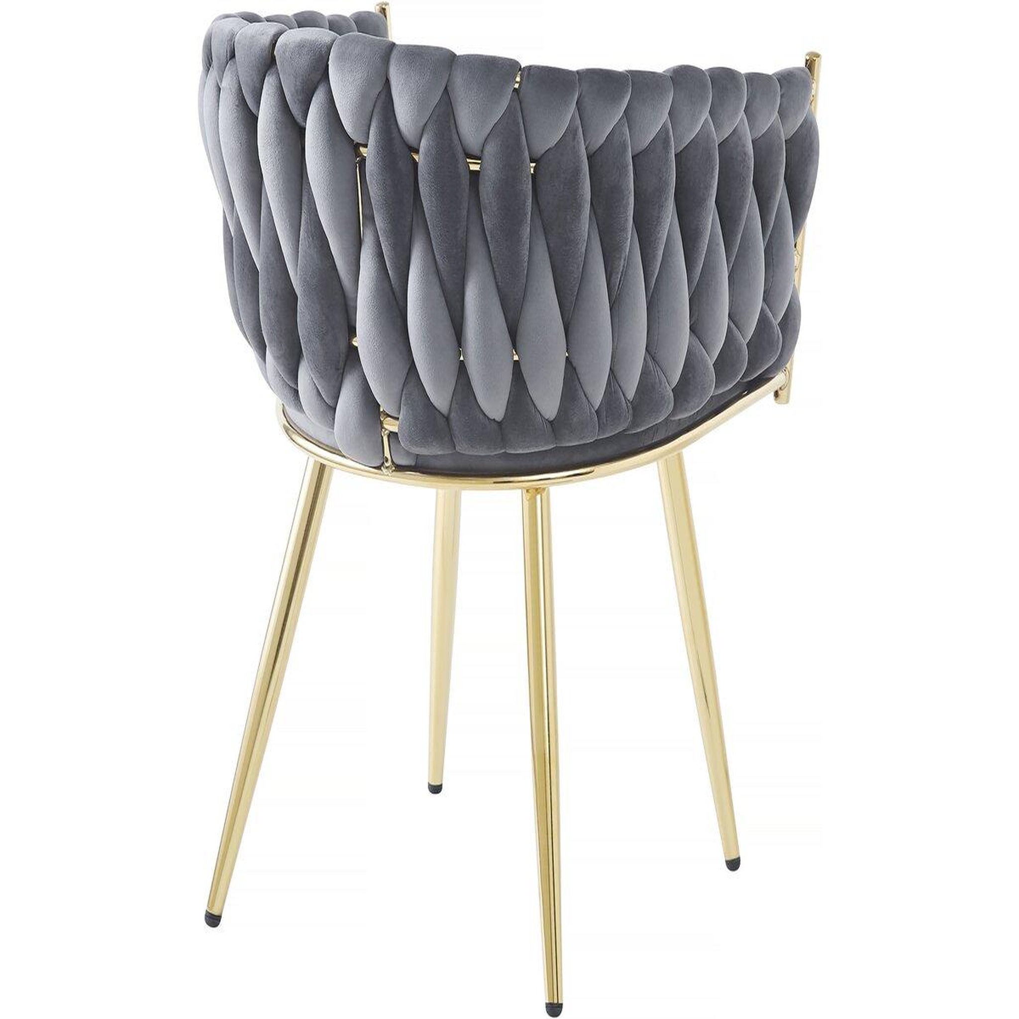 Voir la diapositive 4 : Habitat et Jardin Lot de 2 chaises en velours tressées de salle à manger  Séléna  - Gris