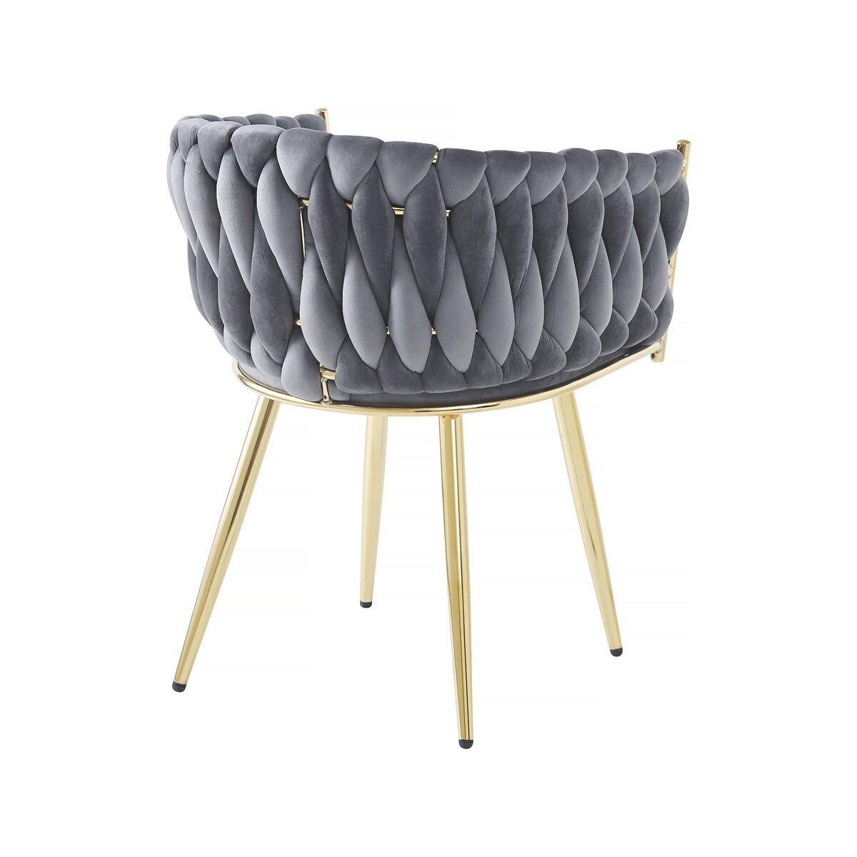 Habitat et Jardin Lot de 2 chaises en velours tressées de salle à manger  Séléna  - Gris