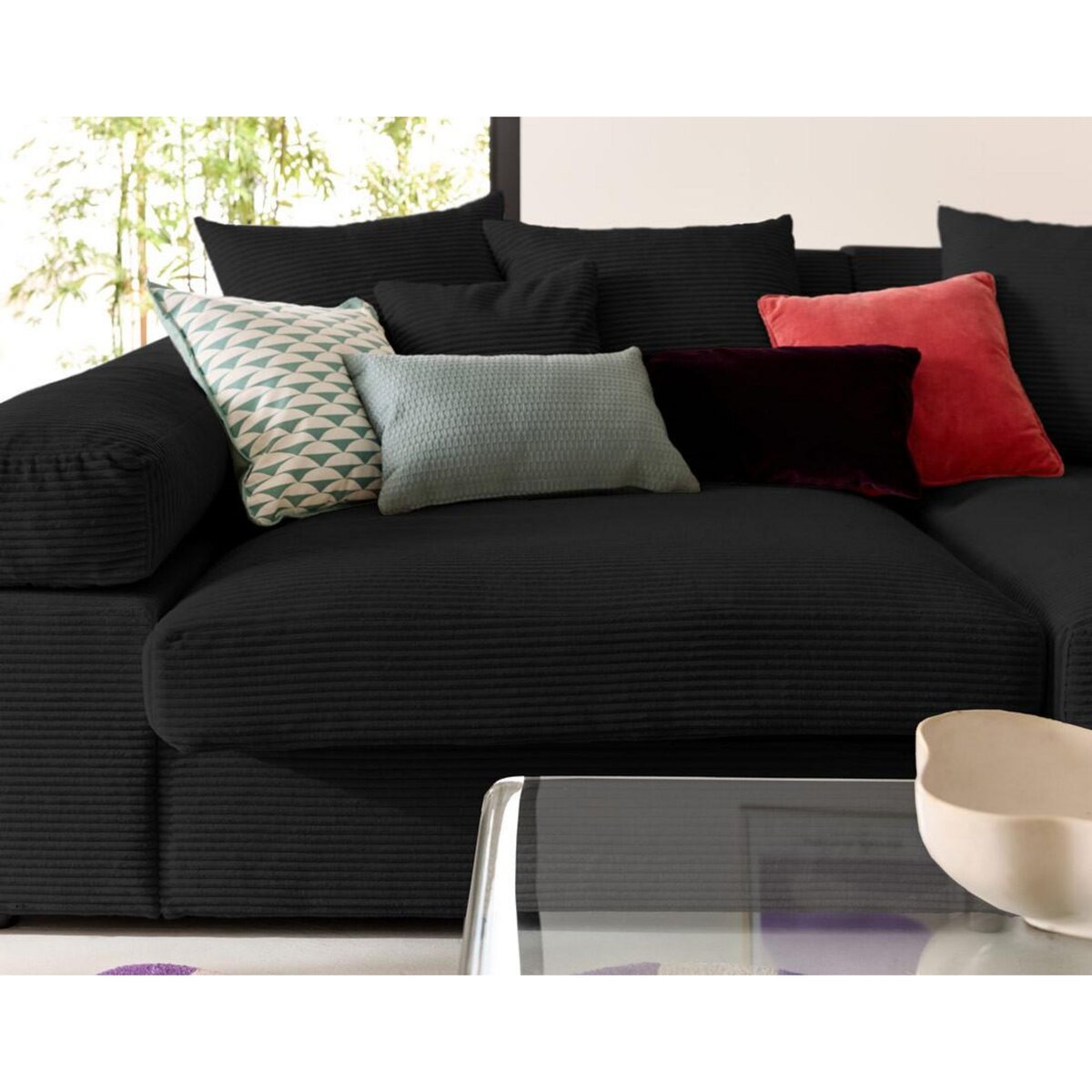 LISA DESIGN Aspen - canapé 4 places - assise profonde - velours côtelé