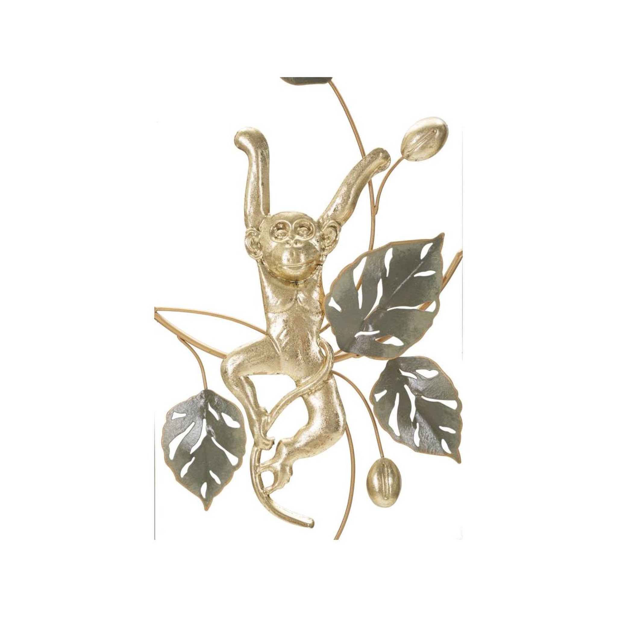 Voir la diapositive 2 : Paris Prix Décoration murale encadrée en métal  monkey  74cm or & vert