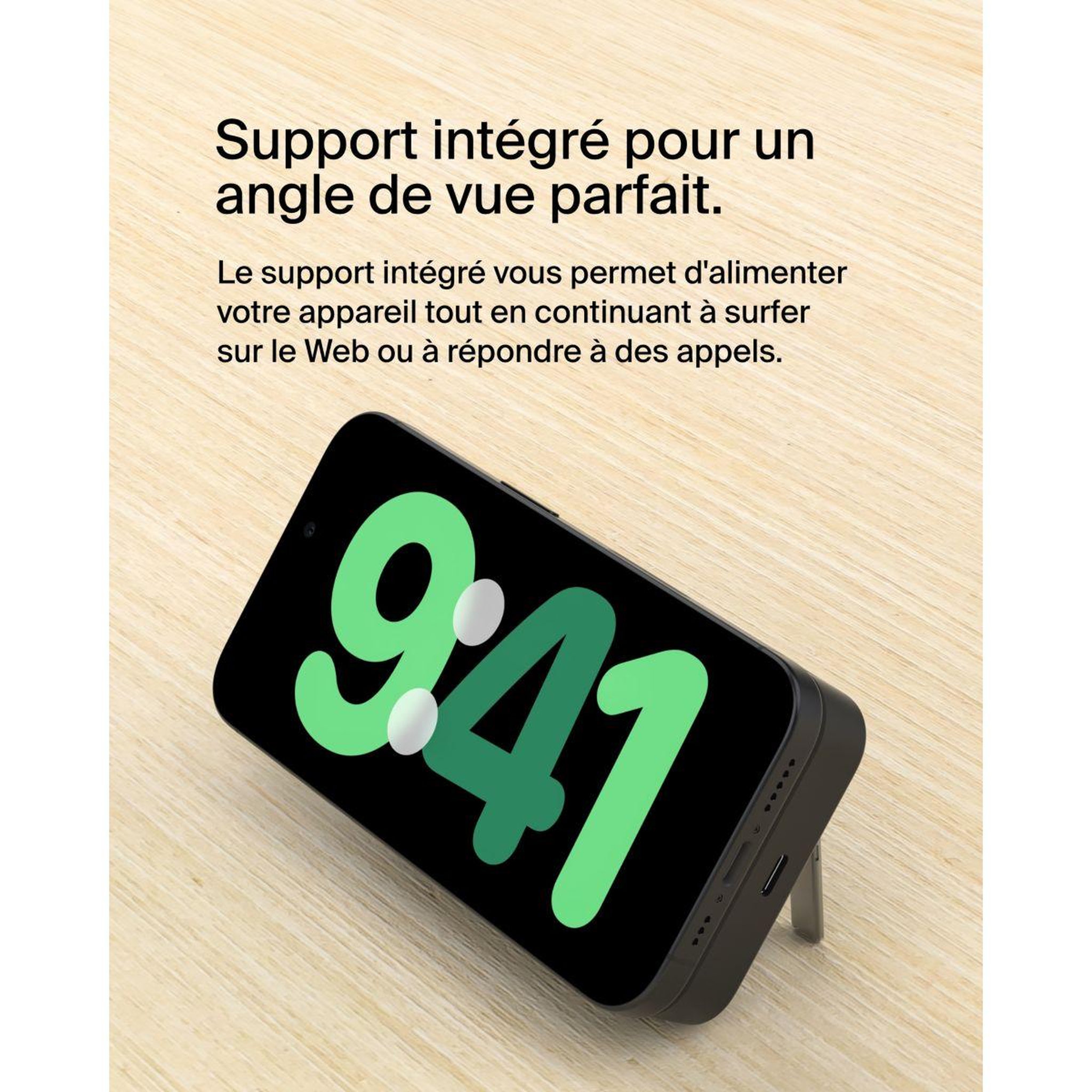 Voir la diapositive 5 : Belkin Batterie externe 10000 mAh 15W MagSafe avec support