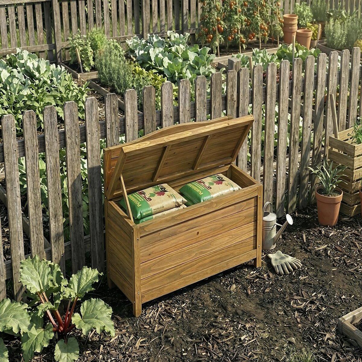 Habitat et Jardin Banc coffre de jardin en bois  Ben  - 90 x 33 x 60 cm - Marron