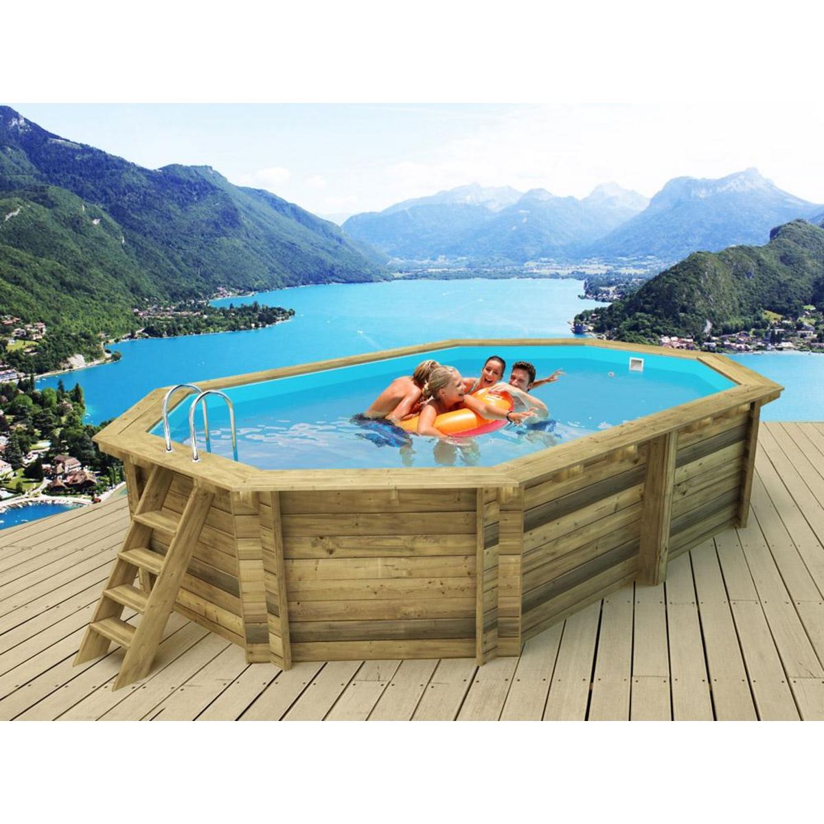 Habitat et Jardin Piscine bois   Miami 130   - 4.86 x 3.36 x 1.30 m