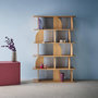 Voir la diapositive 2 : SWEEEK Etagère. bibliothèque exotique décor bois chêne 5 niveaux. séparateurs courbés - Alva