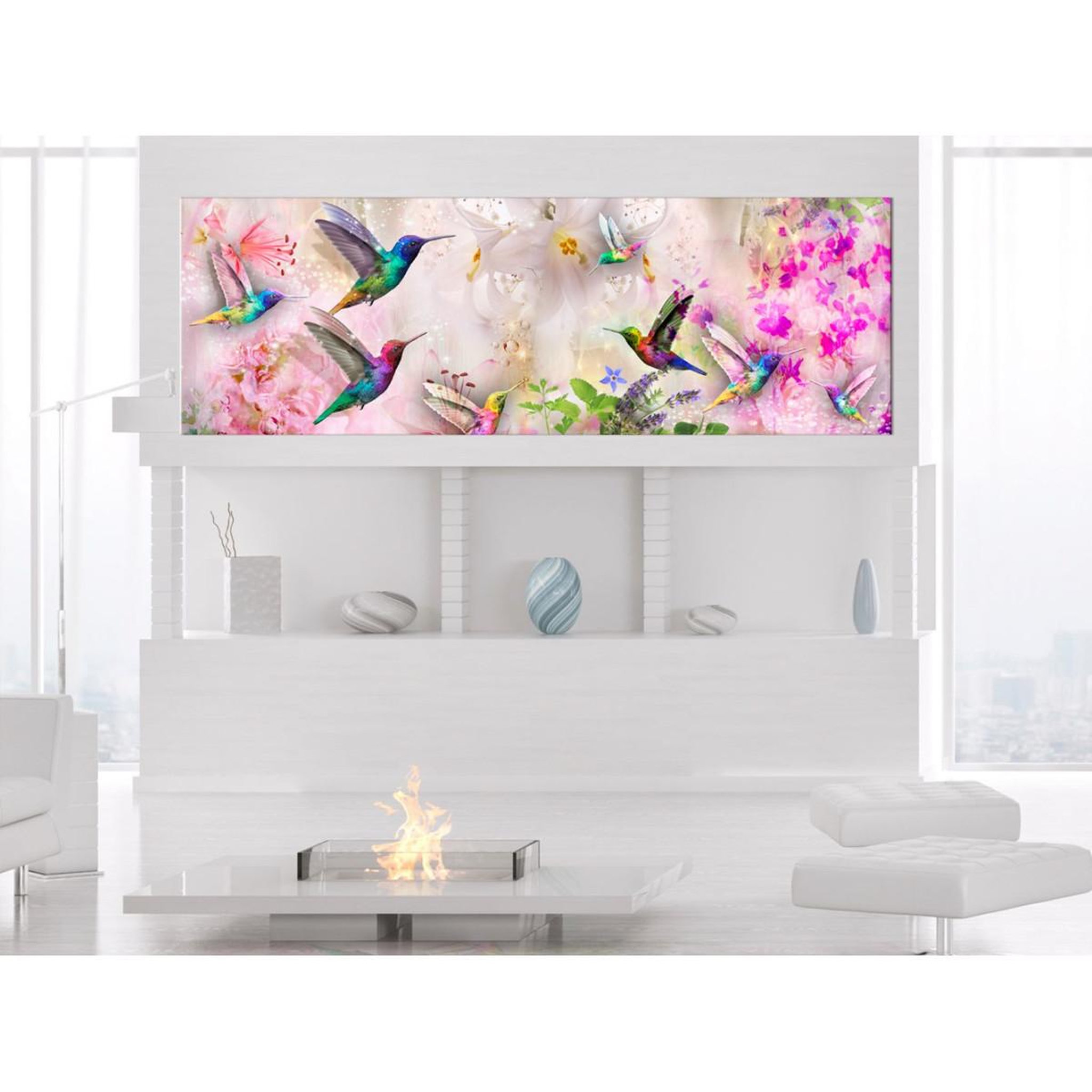 Voir la diapositive 2 : Paris Prix Tableau imprimé  colourful hummingbirds narrow