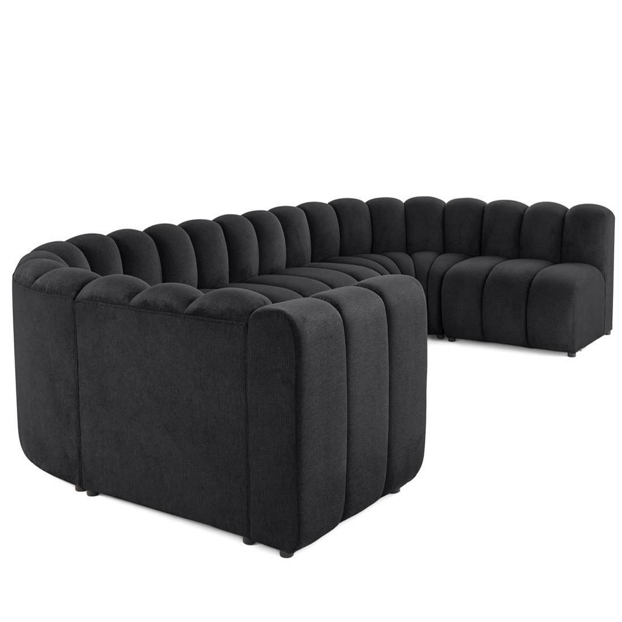 Voir la diapositive 5 : LISA DESIGN Debbie - canapé modulable panoramique d'angle droit 7 places en tissu texturé