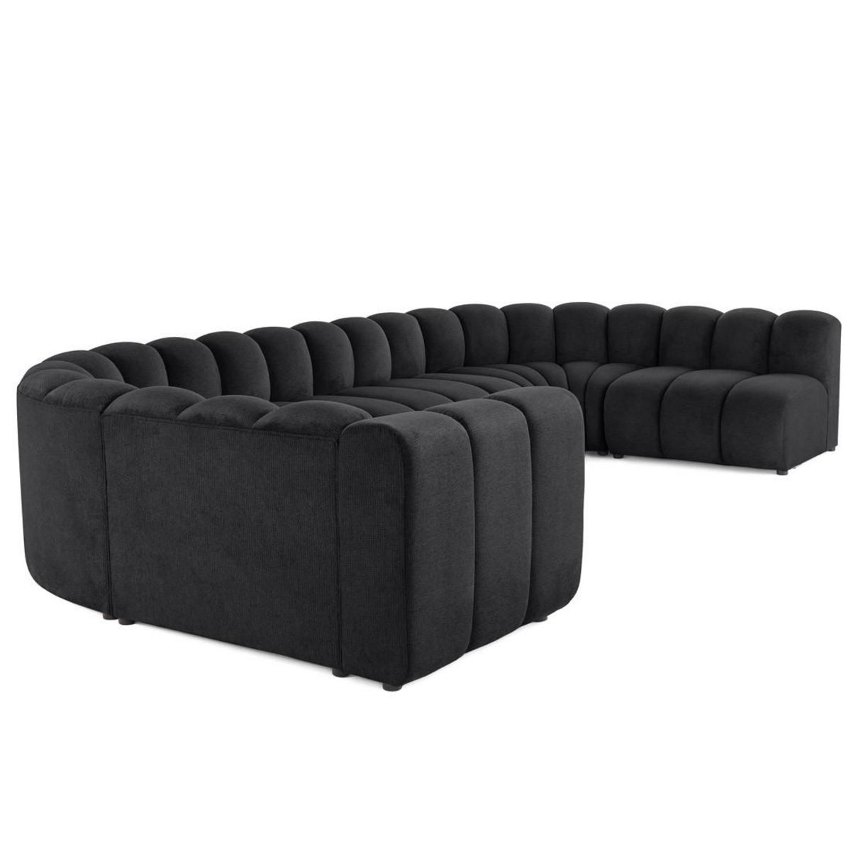LISA DESIGN Debbie - canapé modulable panoramique d'angle droit 7 places en tissu texturé