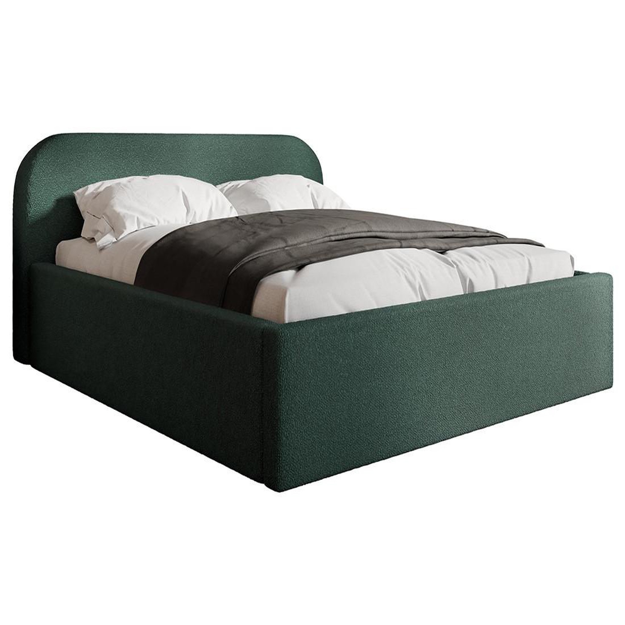 Voir la diapositive 2 : BEST MOBILIER Orane - lit coffre - 160x200 cm - en tissu bouclette