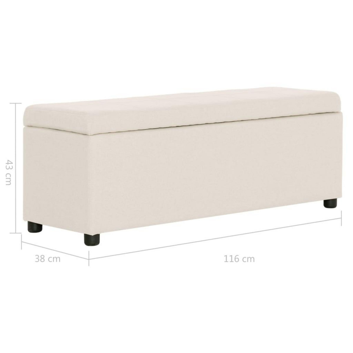 VIDAXL Banc avec compartiment de rangement 116 cm Creme Polyester