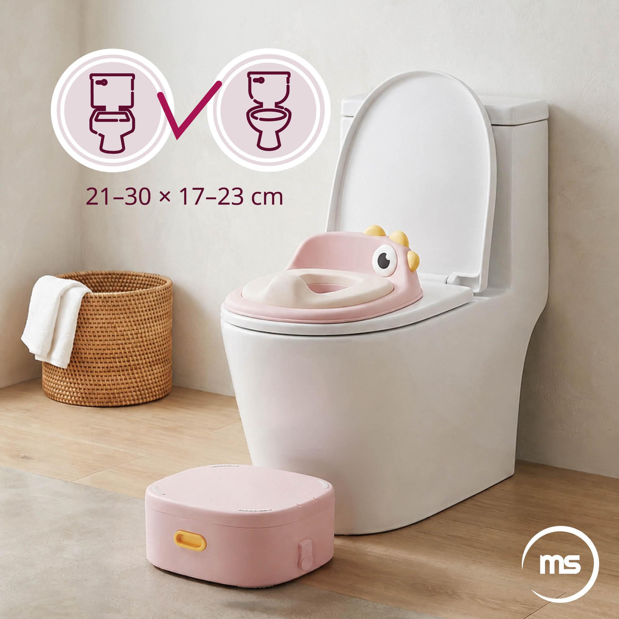Voir la diapositive 4 : MOBY SYSTEM Pot Évolutif 3 en 1 Réducteur Toilet Marchepied avec Désign Poussin, Rose - Moby-System