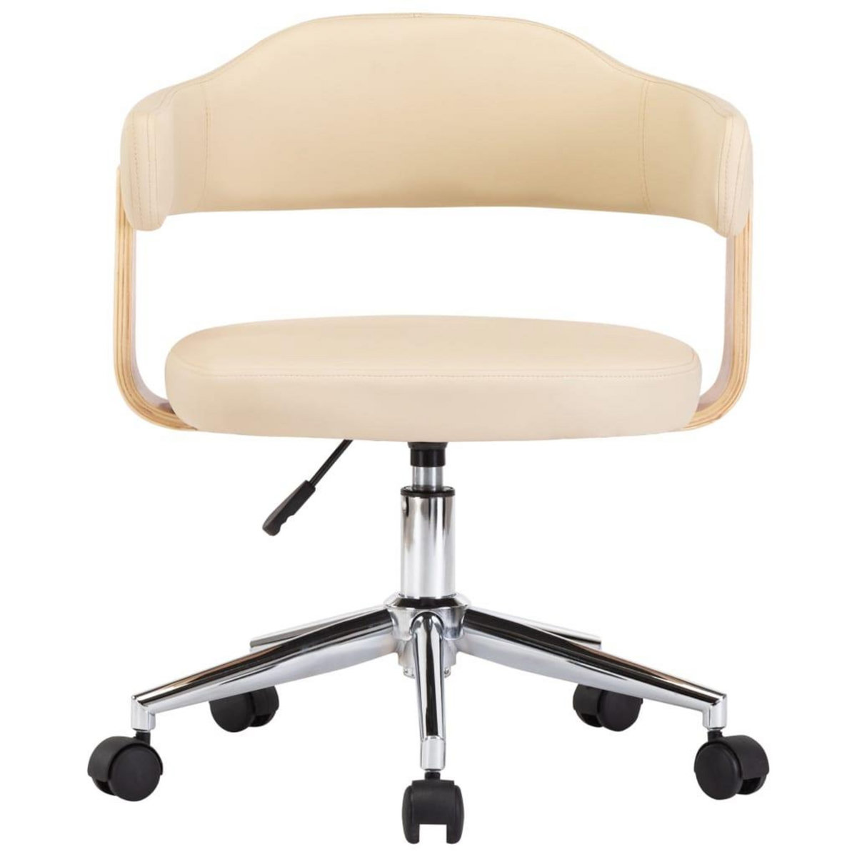VIDAXL Chaise pivotante de bureau Creme Bois courbe et similicuir